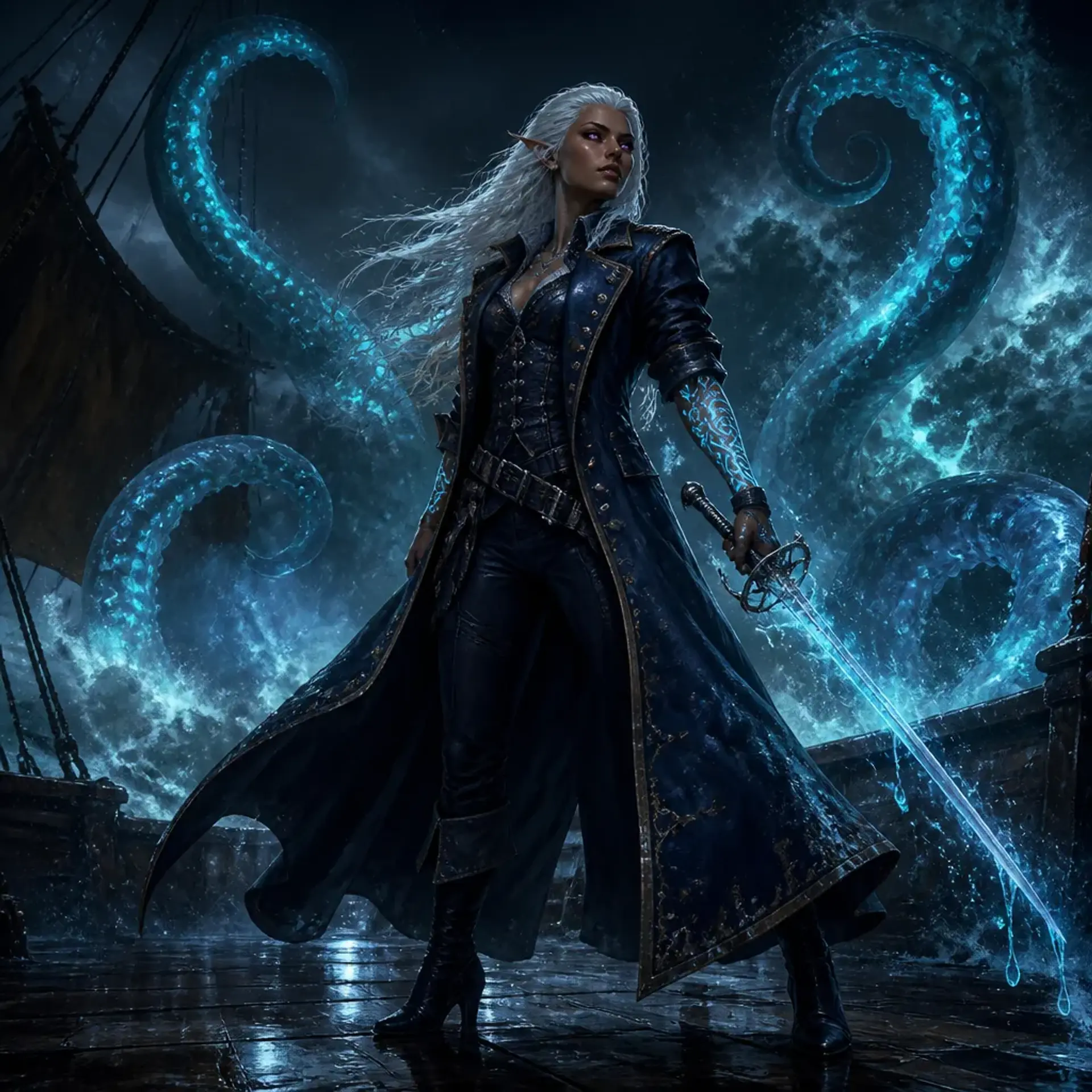 Thalassa Storm-Caller - AI-generated fantasy Character