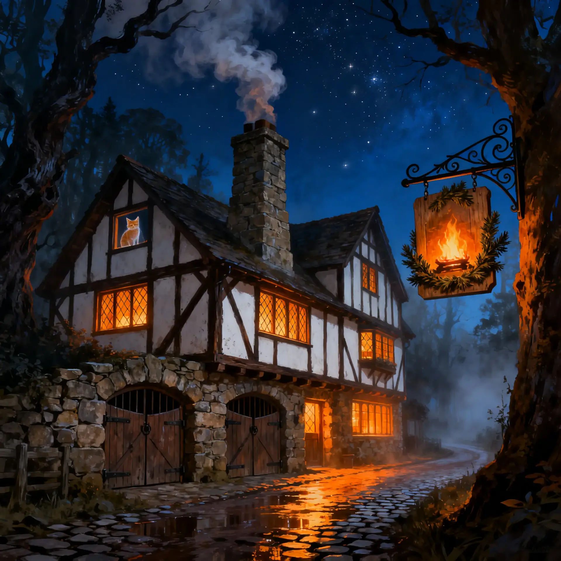 The Hearth and Hemlock - AI-generated fantasy Tavern