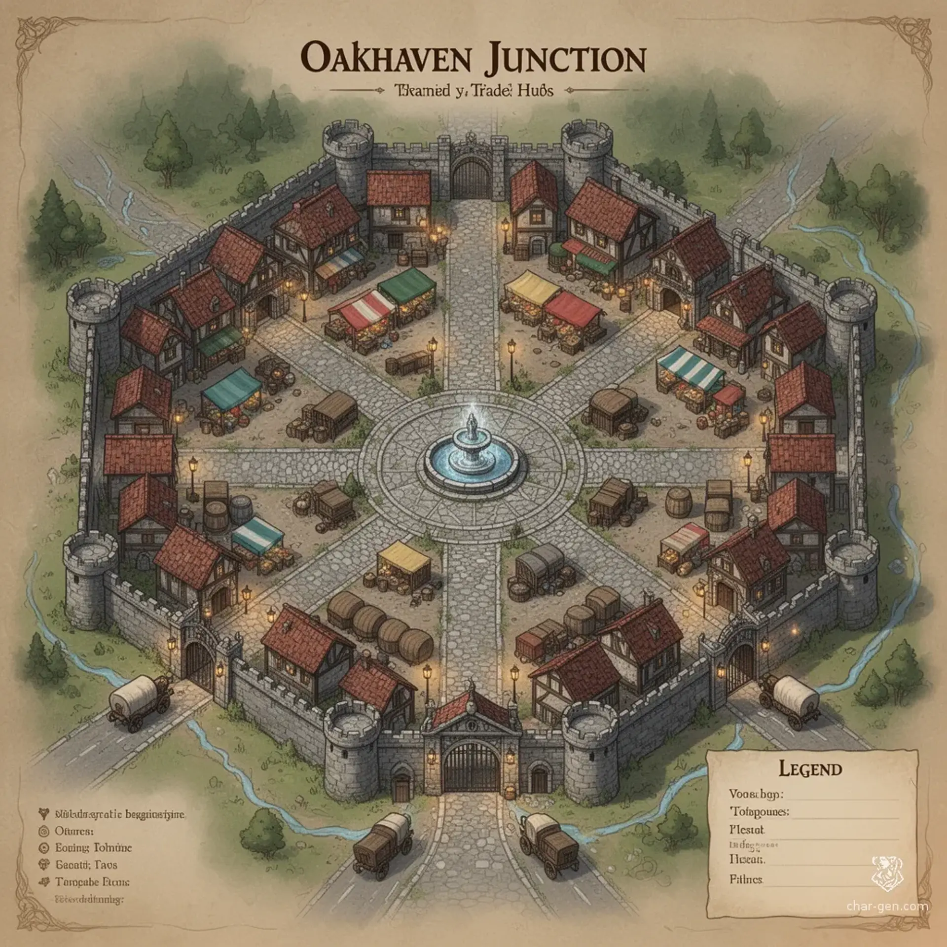 Oakhaven Junction - AI-generated fantasy Settlement