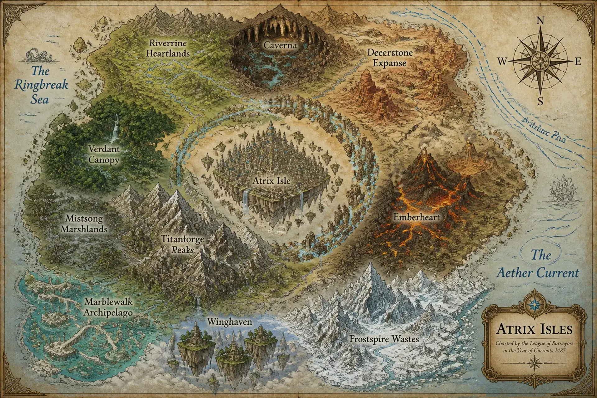 Atrix Isles - AI-generated fantasy World