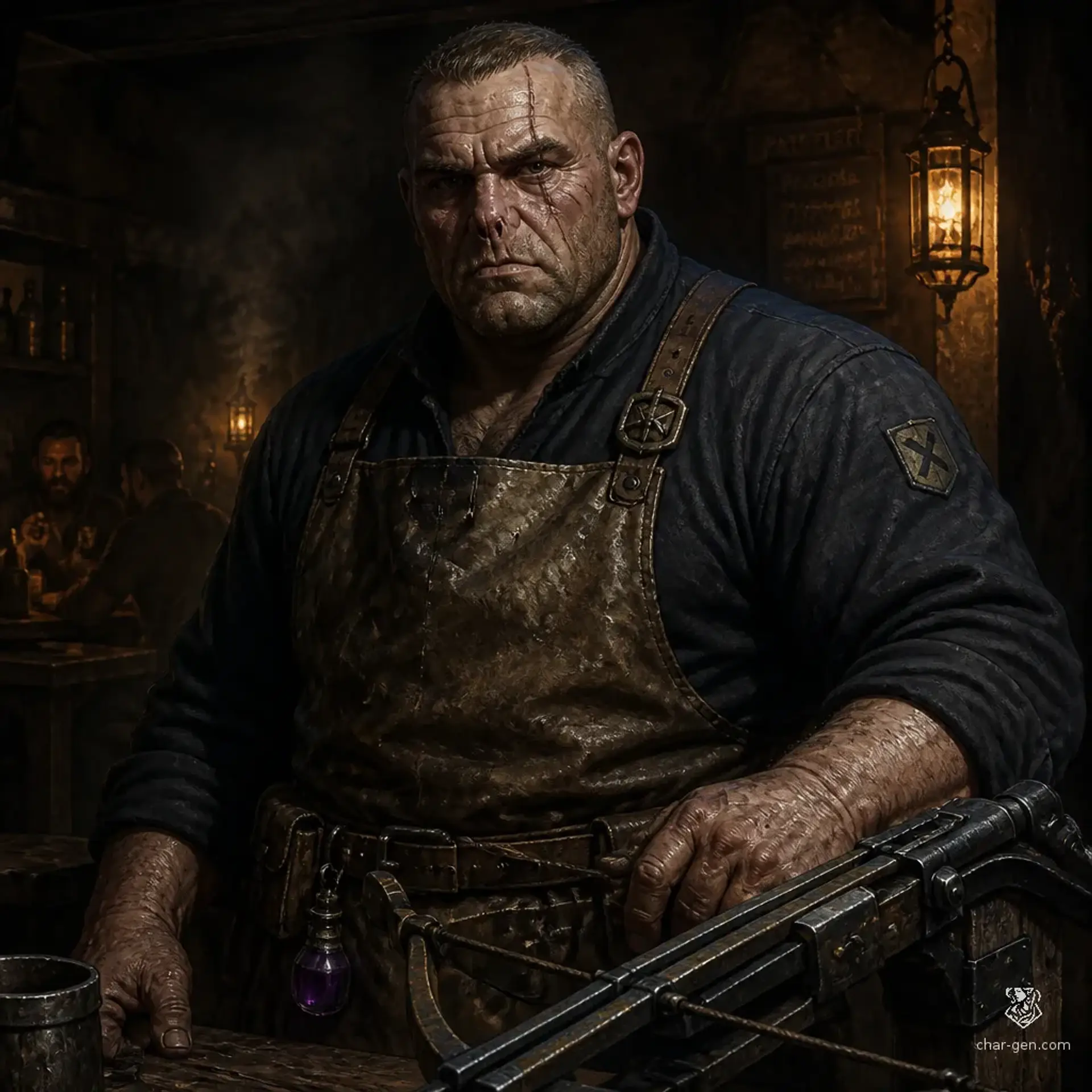 Kaelen No-Nose Thorne - AI-generated fantasy NPC