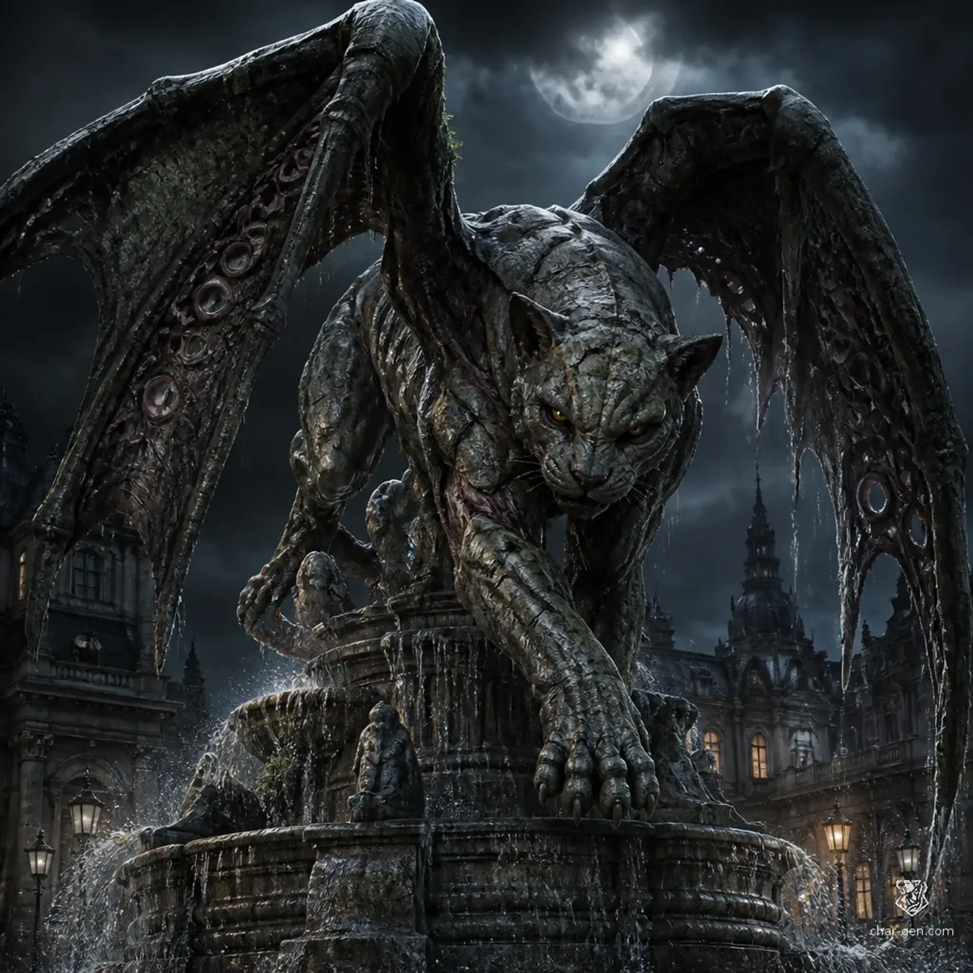 Fountain Cat Mimic - AI-generated fantasy Monster