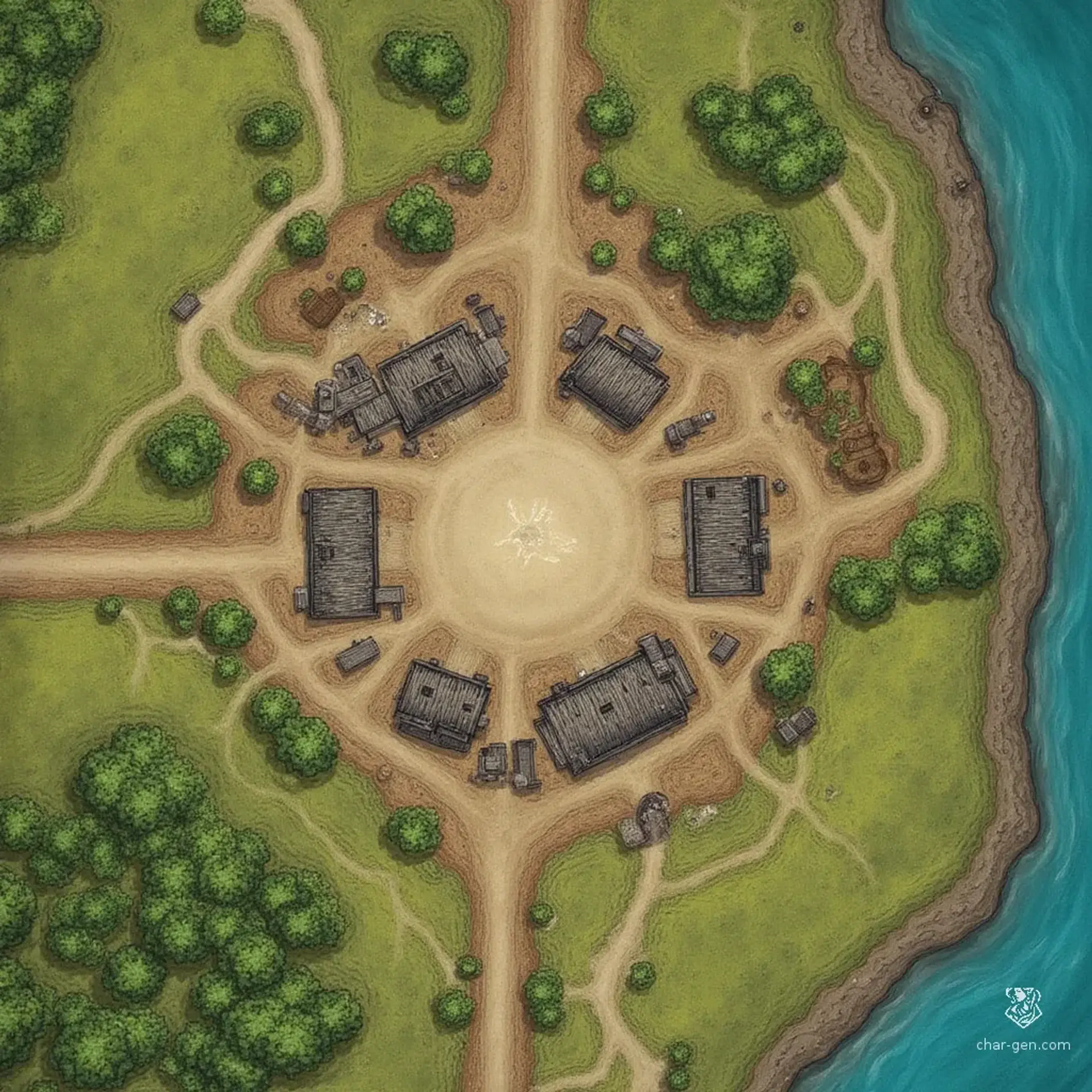 Redstone Cross - AI-generated fantasy Settlement