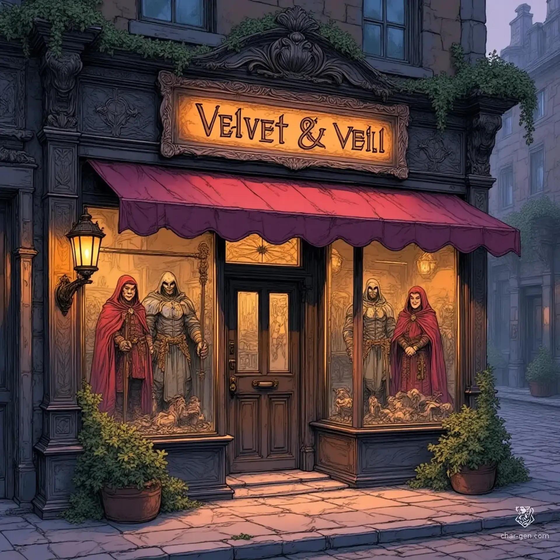 Vael's Velvet & Veil - AI-generated fantasy Shop