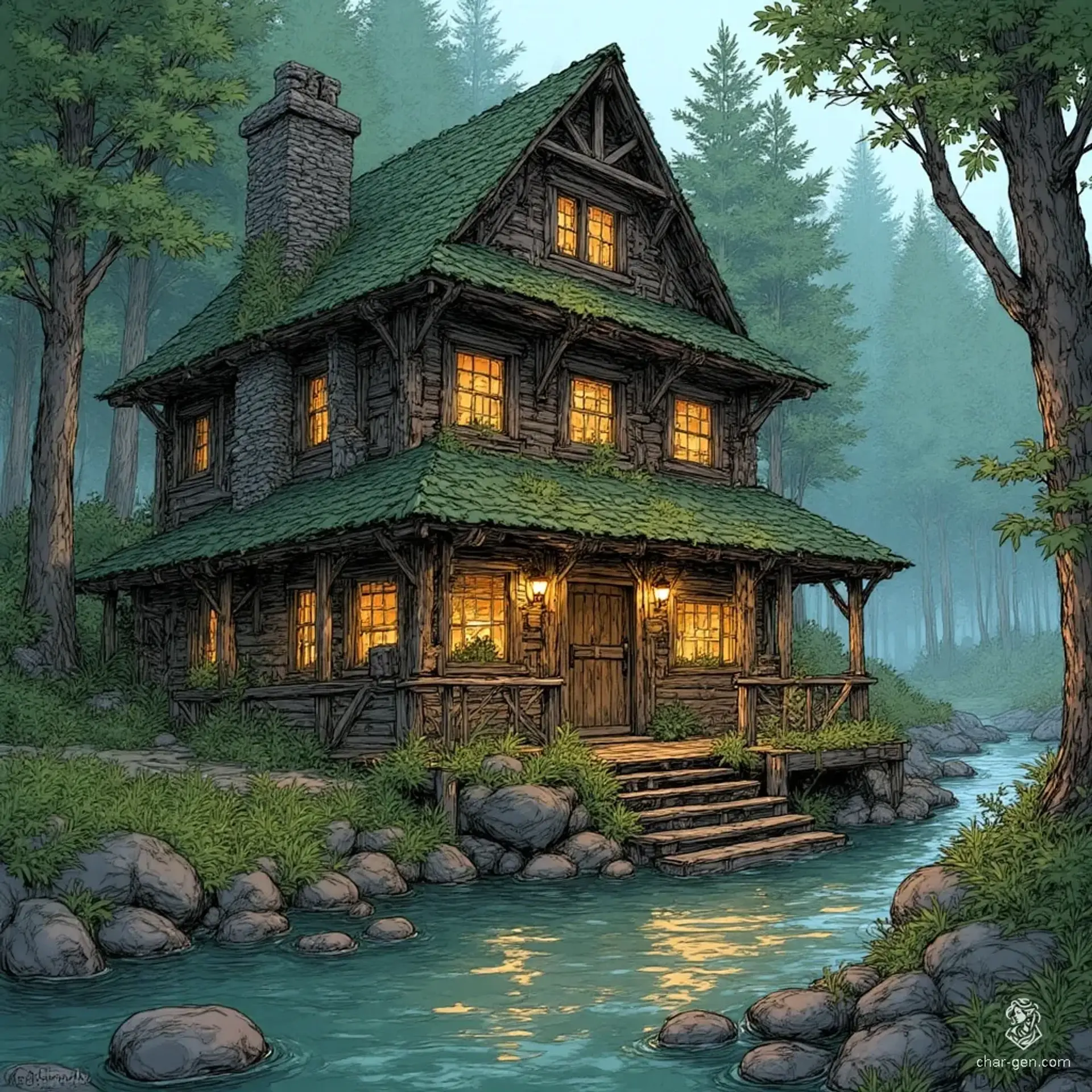 The Silver Brook Refuge - AI-generated fantasy Tavern