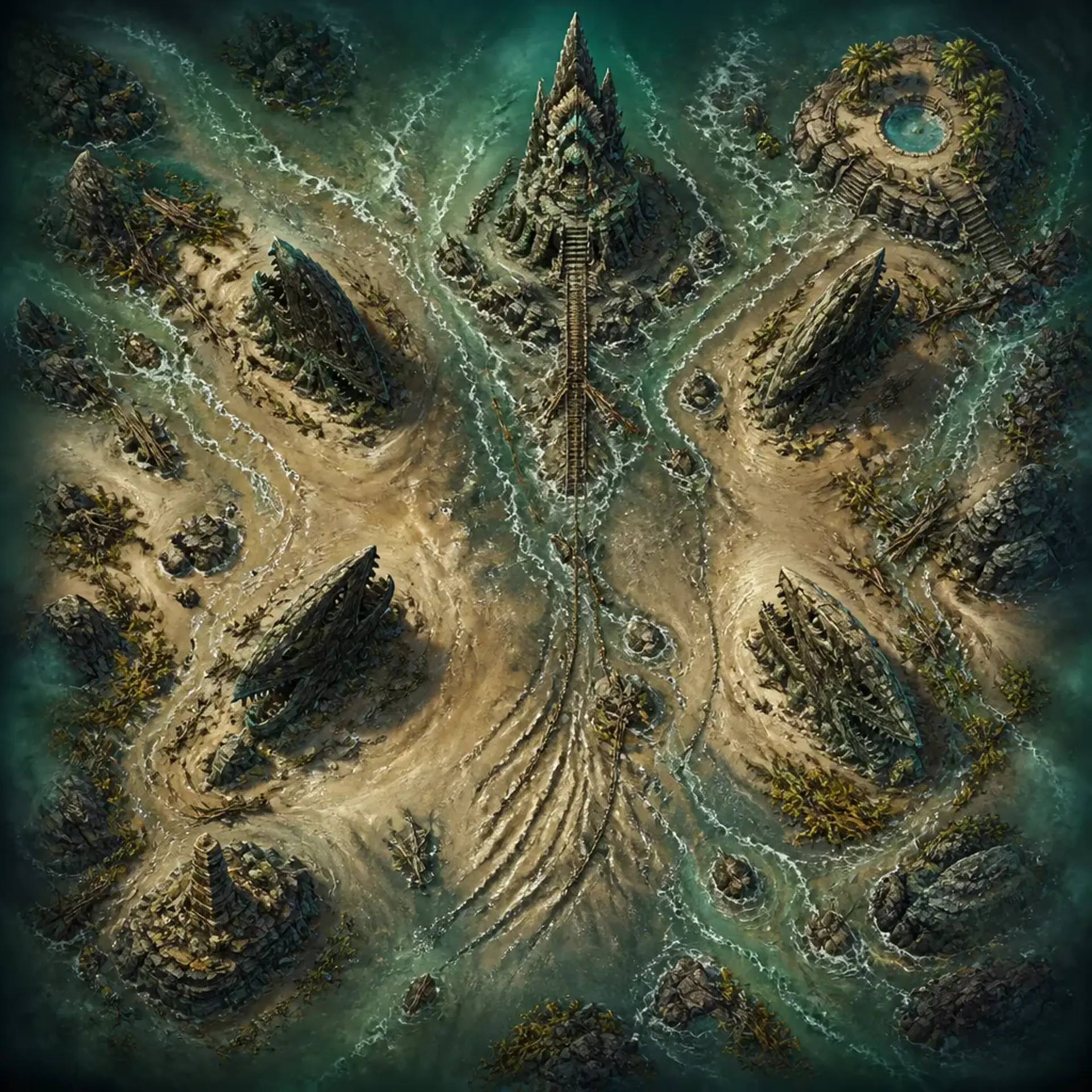 Reach the Oasis Before the Tide - AI-generated fantasy Encounter