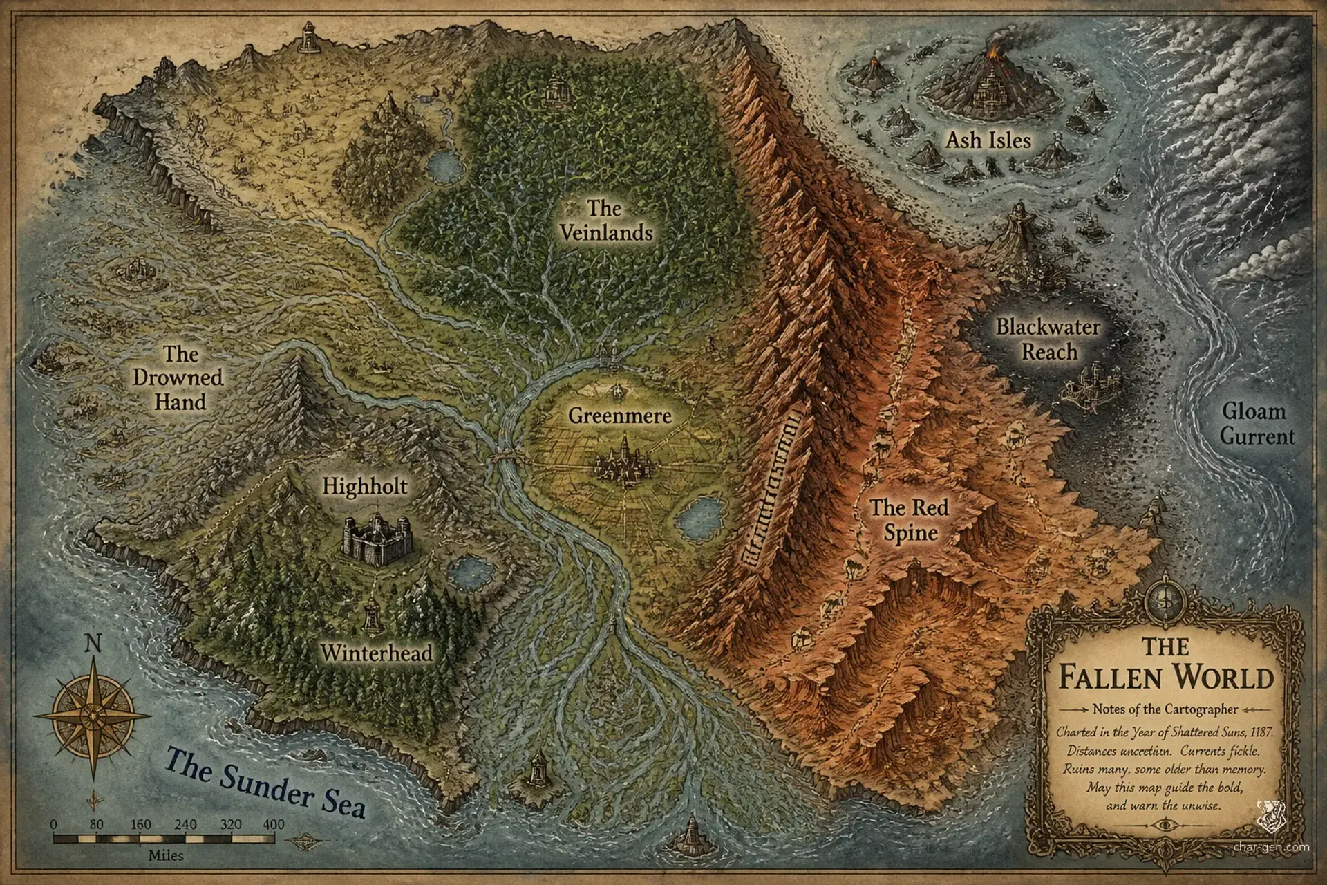 The Fallen World - AI-generated fantasy World