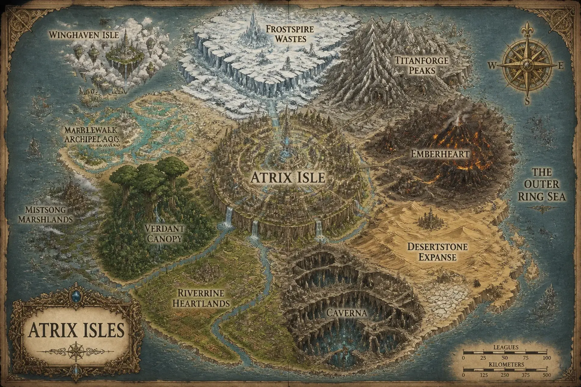 Atrix Isles - AI-generated fantasy World