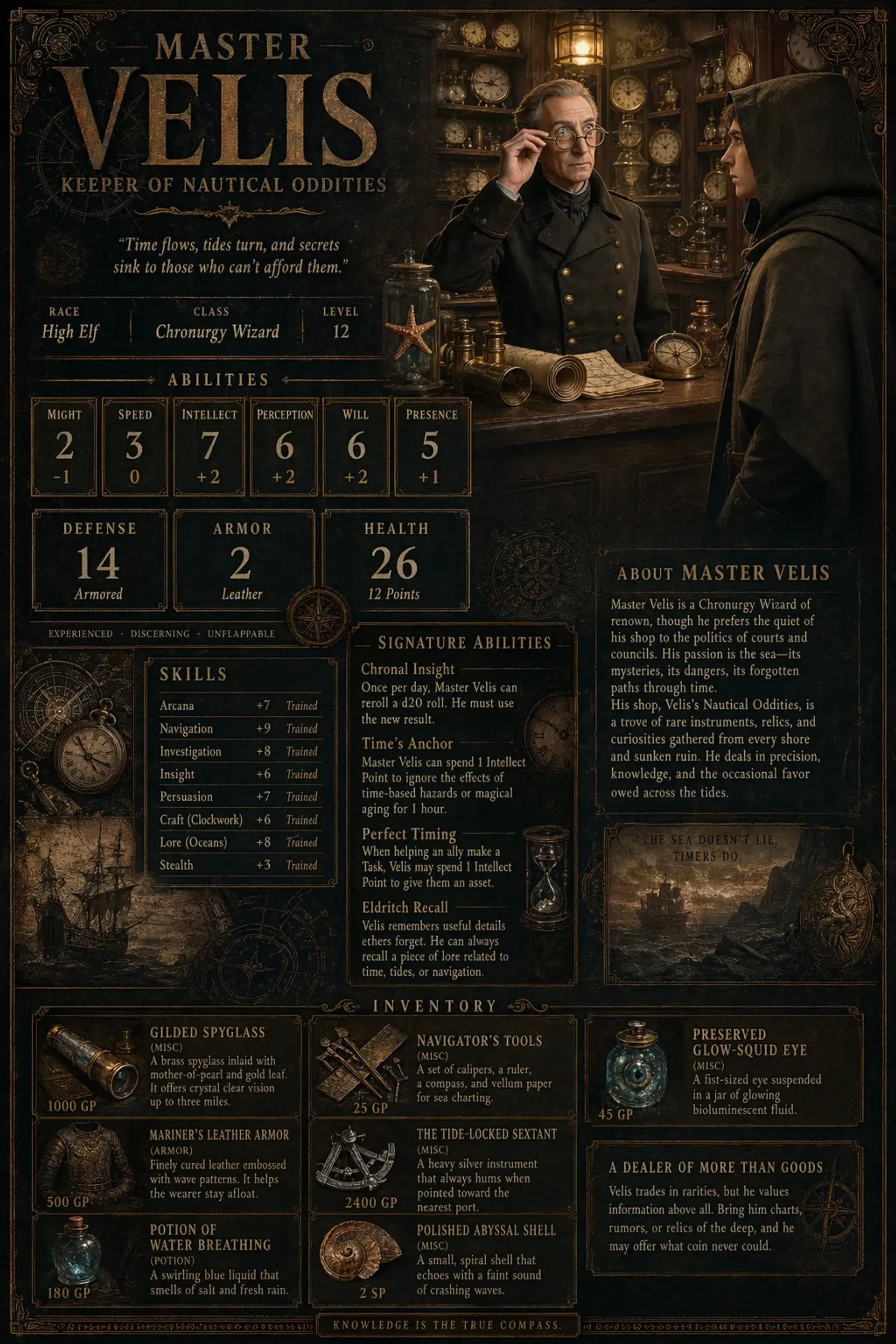 Velis's Nautical Oddities - AI-generated fantasy Shop