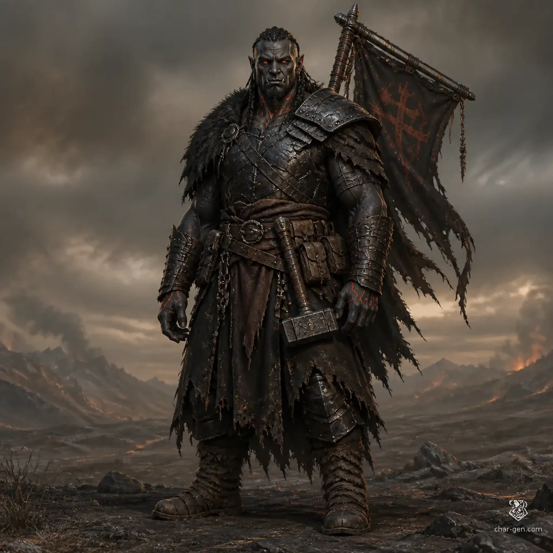 Ashborn Orc-kin - AI-generated fantasy Species