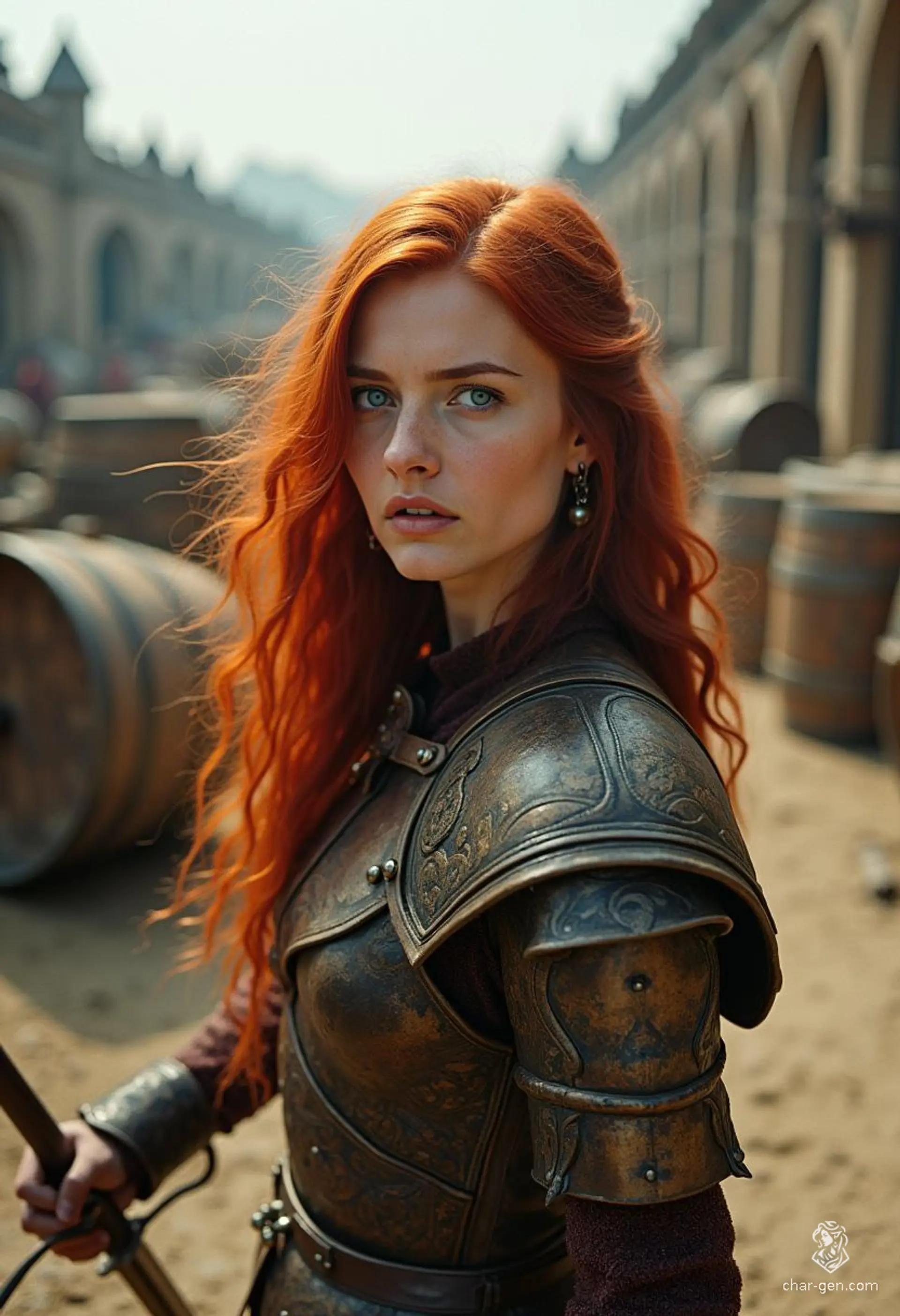 Sarah Jessica White, a charming and nimble Waterdhavian bard, wields a rapier with grace. Adorned in intricately detailed leather armor, her bold cherry-red hair and striking blue eyes captivate audiences. While she presents herself as a hero, hidden beneath her noble facade lies a scandalous secret and an insatiable desire for indulgence.