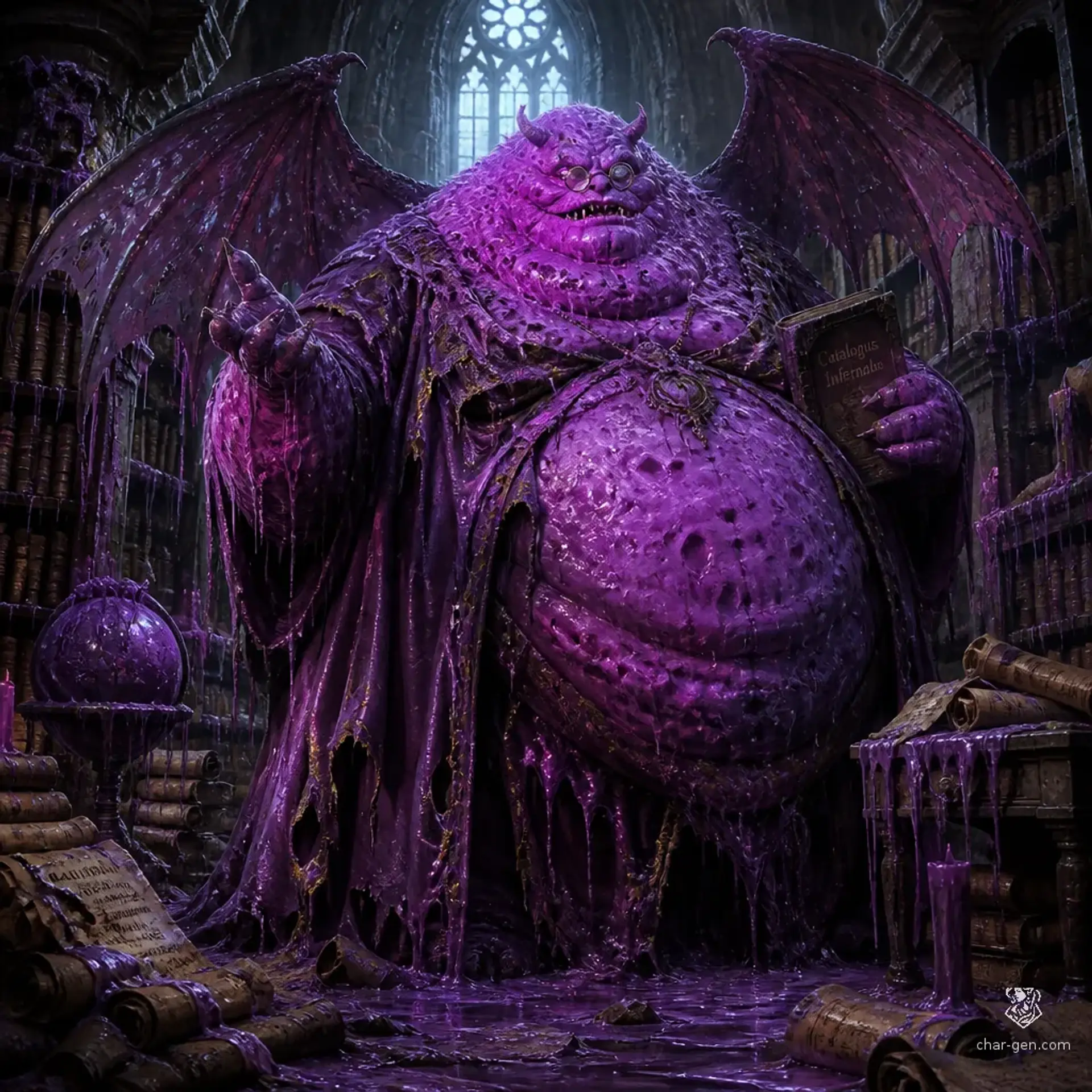Gurglethrax the Violet Ooze-Fiend - AI-generated fantasy Monster