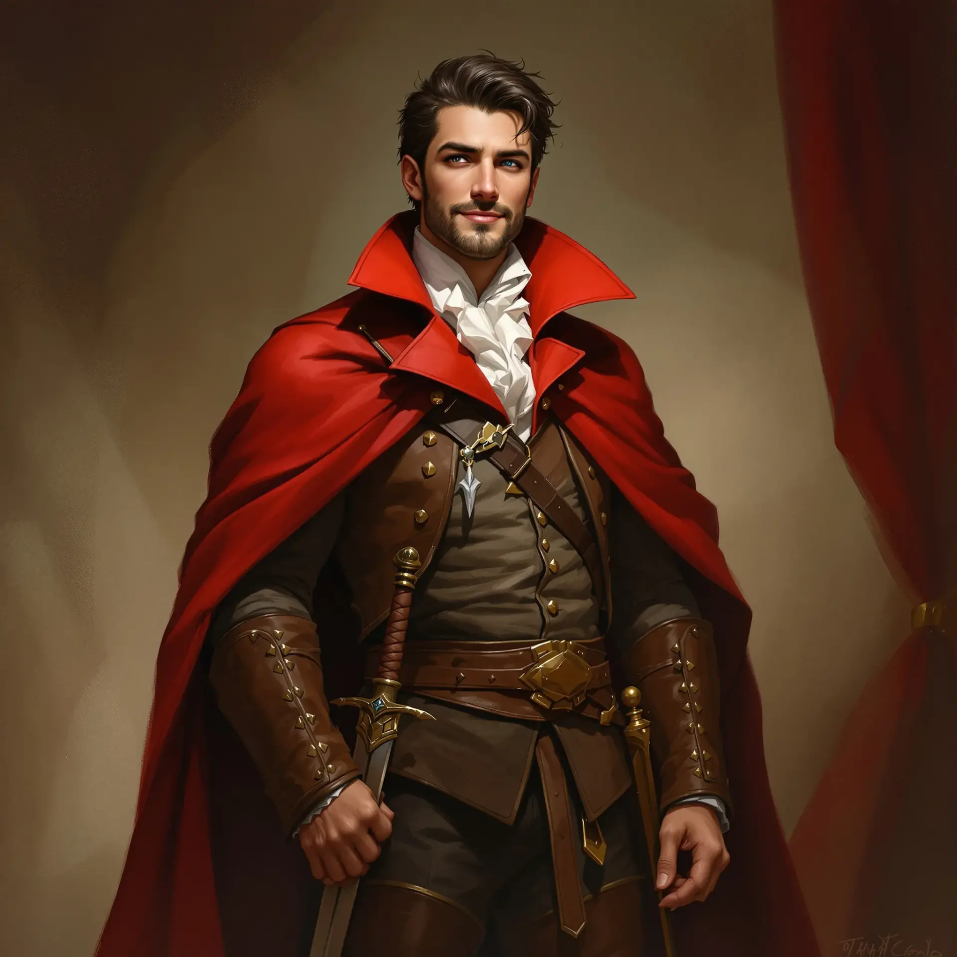 A diverse human male in his early 30s, embodying maturity and approachability. With one striking blue eye and one warm brown, he carries the wisdom and resilience of adulthood, blending seamlessly into any realm with grounded strength and a quietly compelling presence.