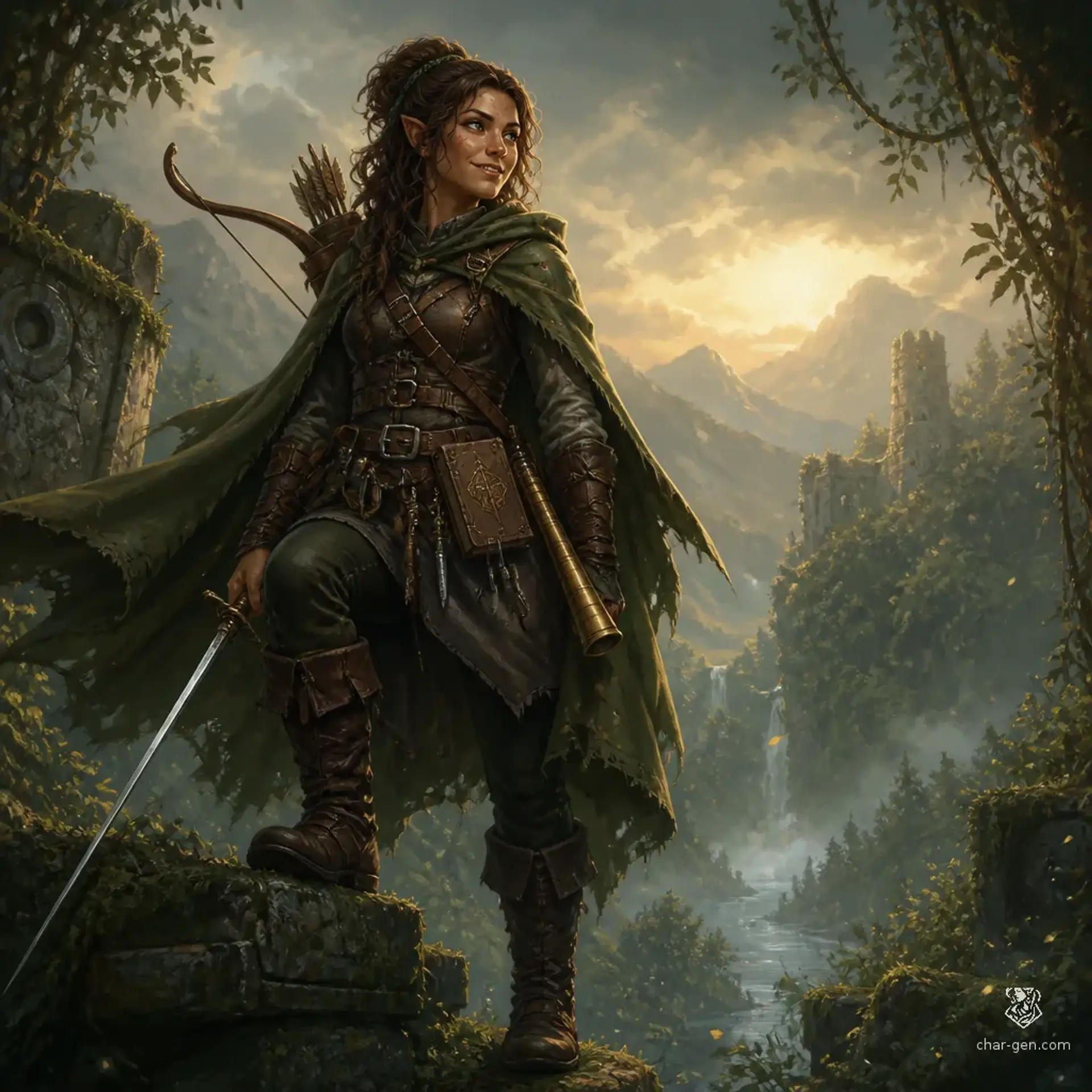 Nora "Tanglefoot" Featherbee - AI-generated fantasy Character
