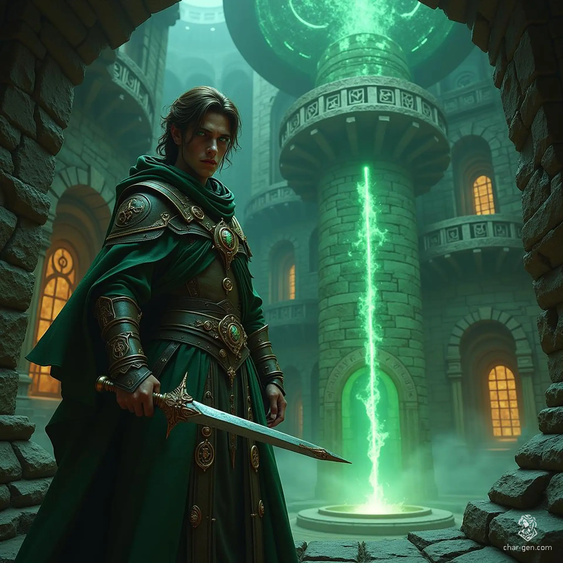 Eliseo Alboresi is a 22-year-old human wizard, characterized by his olive skin and deep espresso hair. With striking green eyes and clad in enchanted garments adorned with arcane sigils, he wields a sleek wand. A sage of profound wisdom, he relentlessly seeks complex answers to life’s questions.