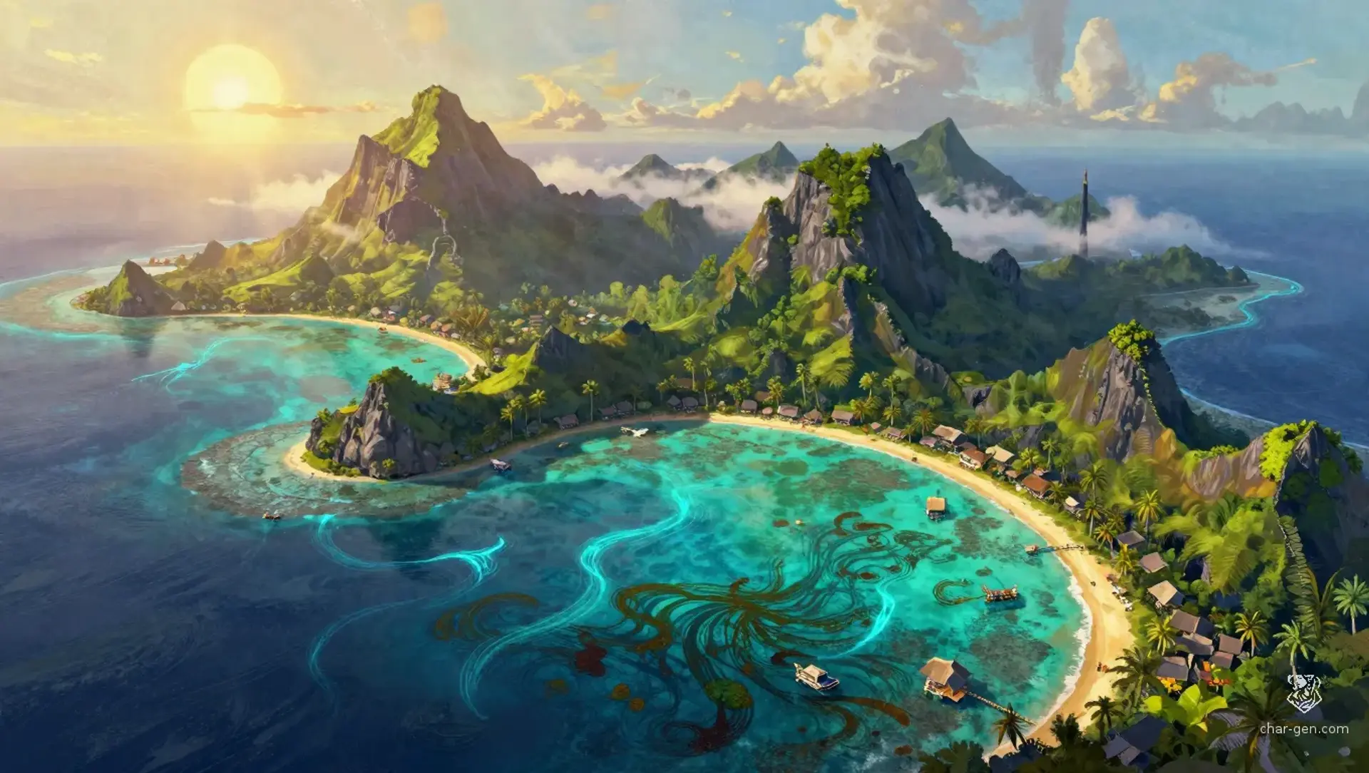 The Sapphire Archipelago - AI-generated fantasy Region
