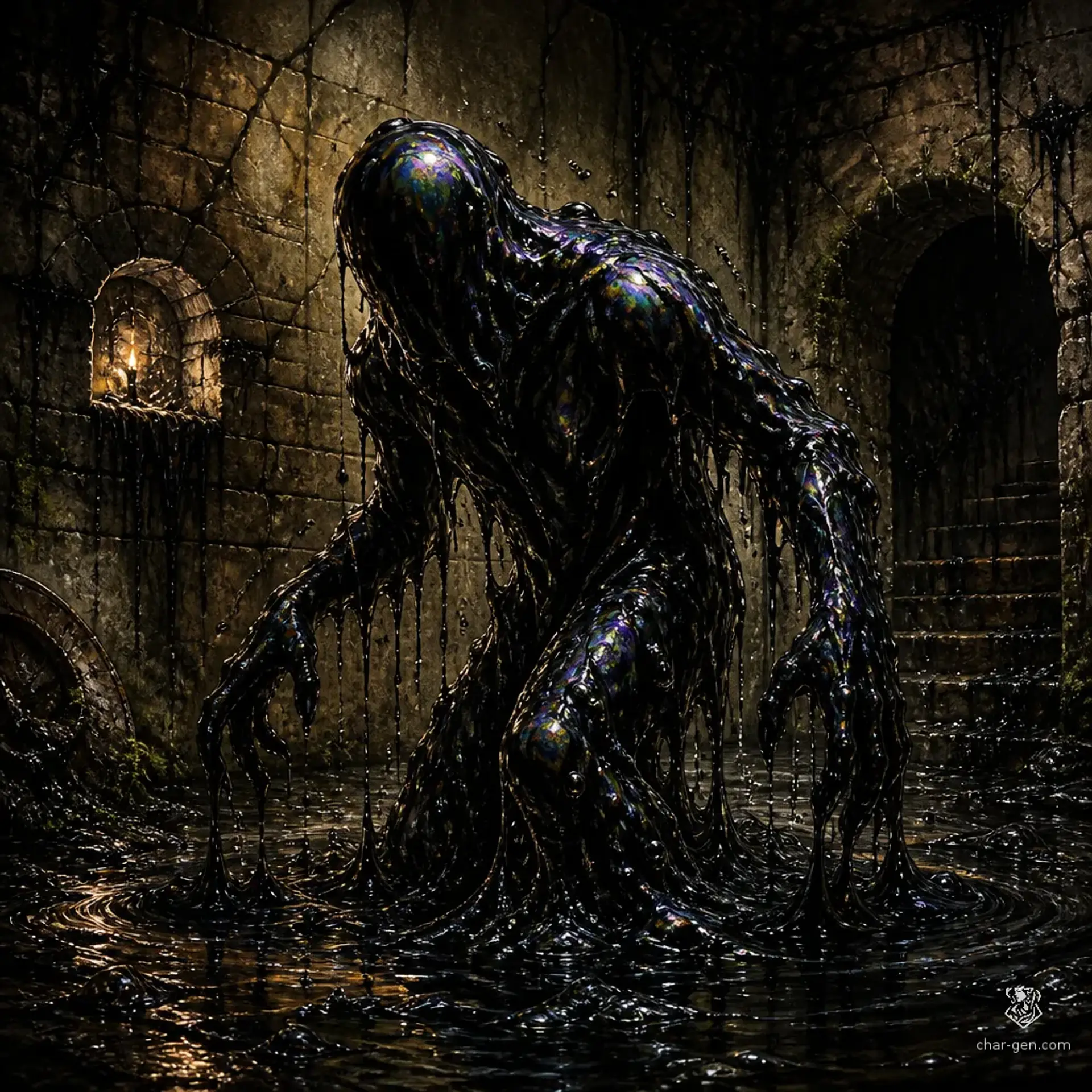 Ink-Slick Amalgam - AI-generated fantasy Monster