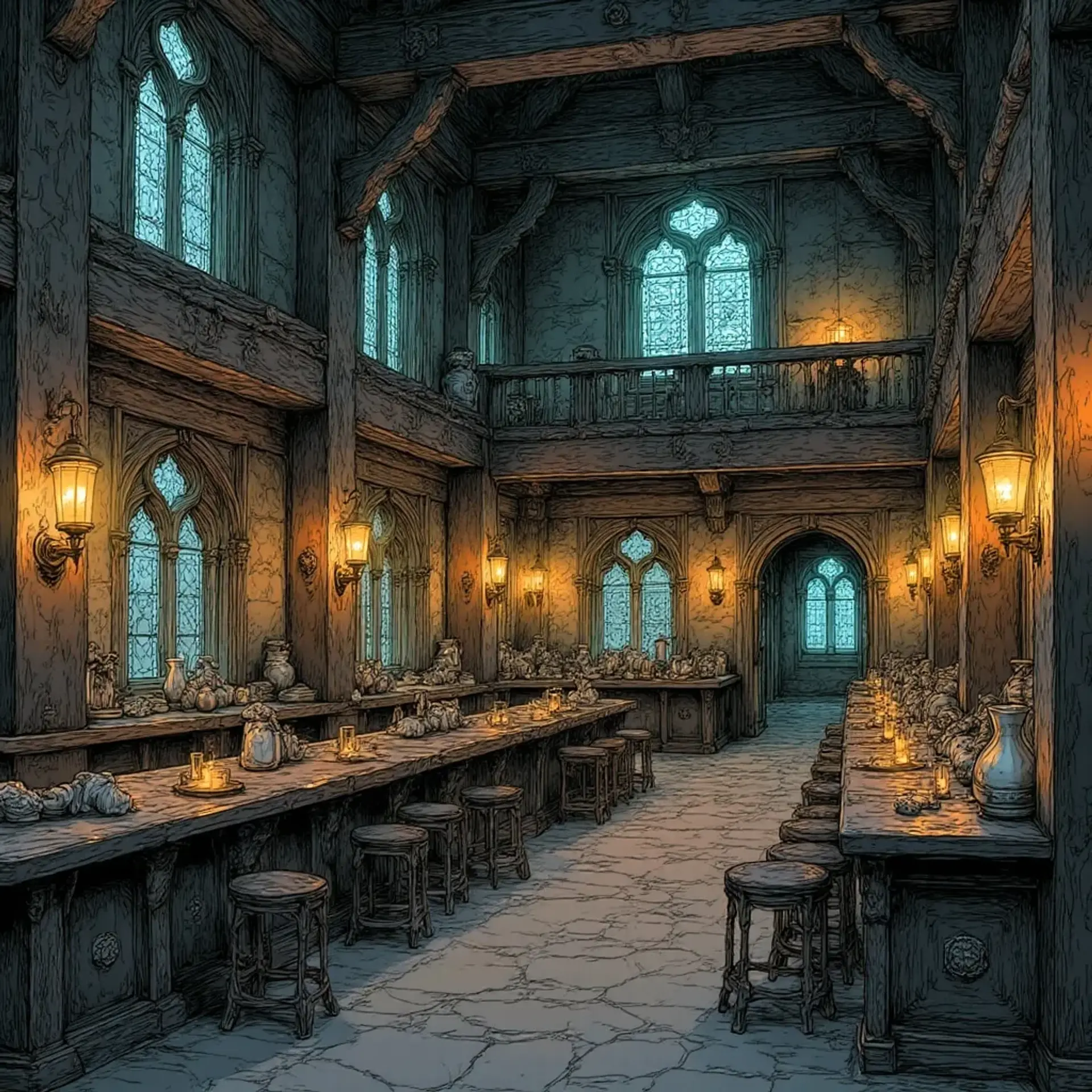 The Luminous Lantern - AI-generated fantasy Tavern