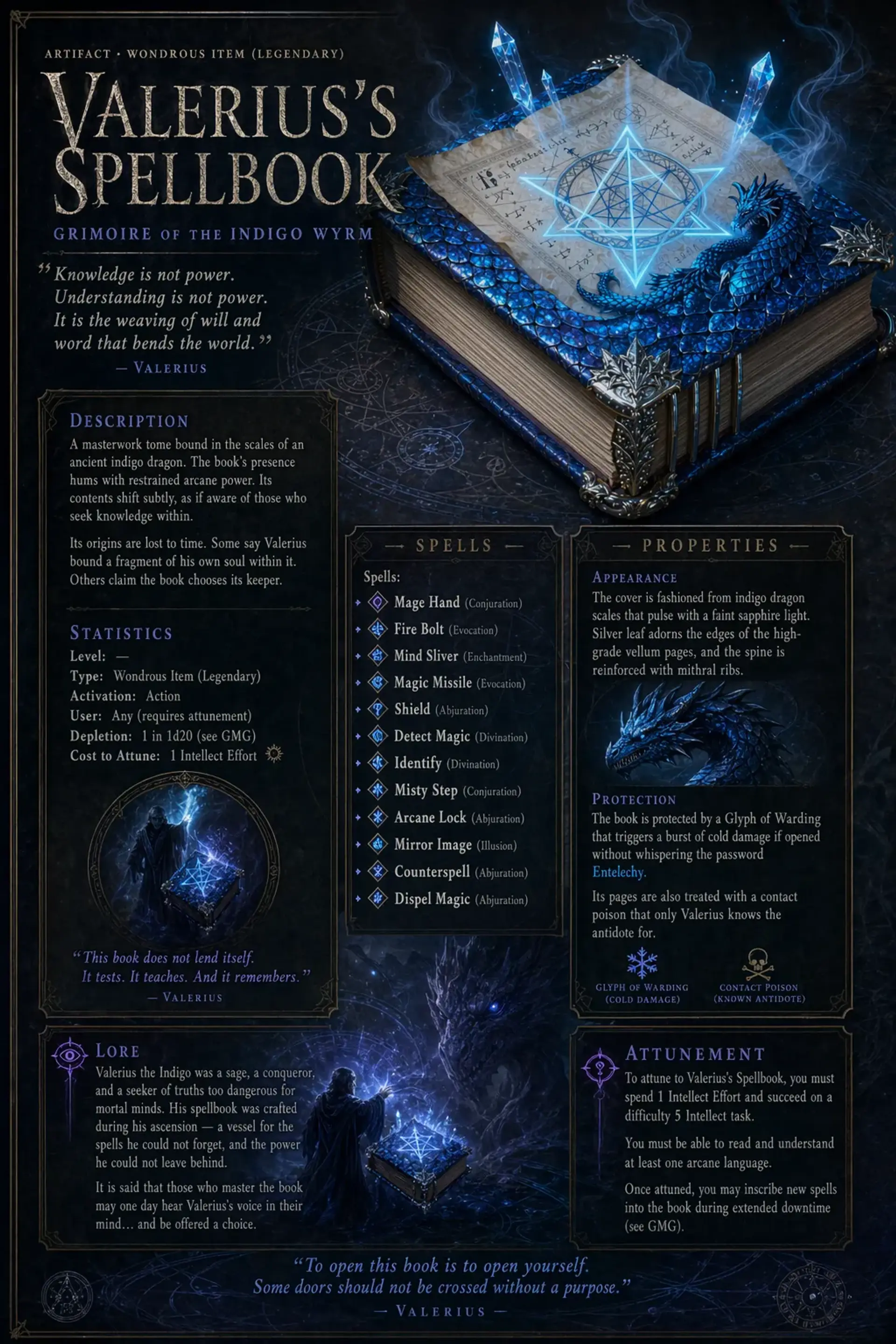 The Lexicon of Azure Flux - AI-generated fantasy Spellbook