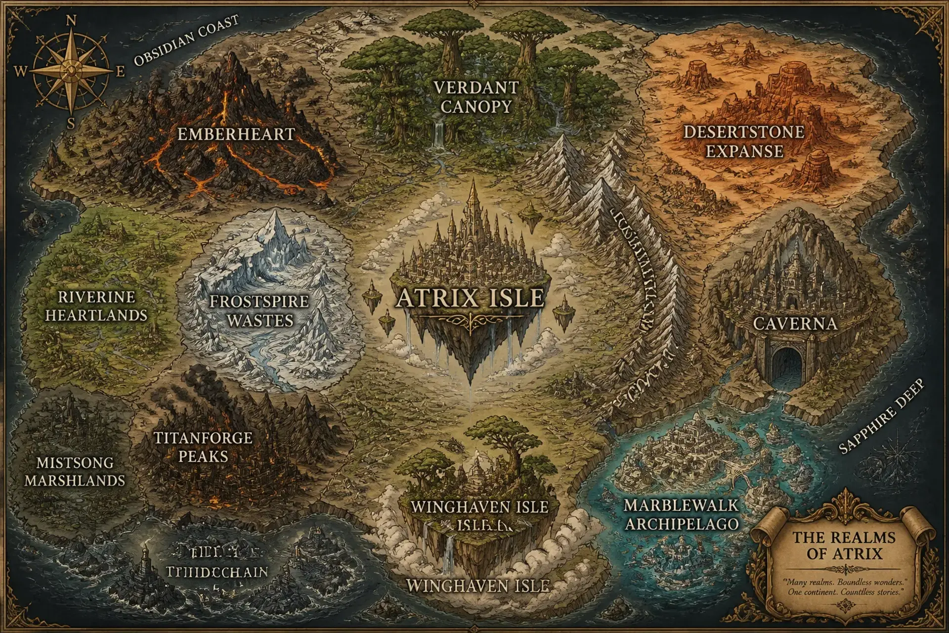 The Atrix Isles - AI-generated fantasy World