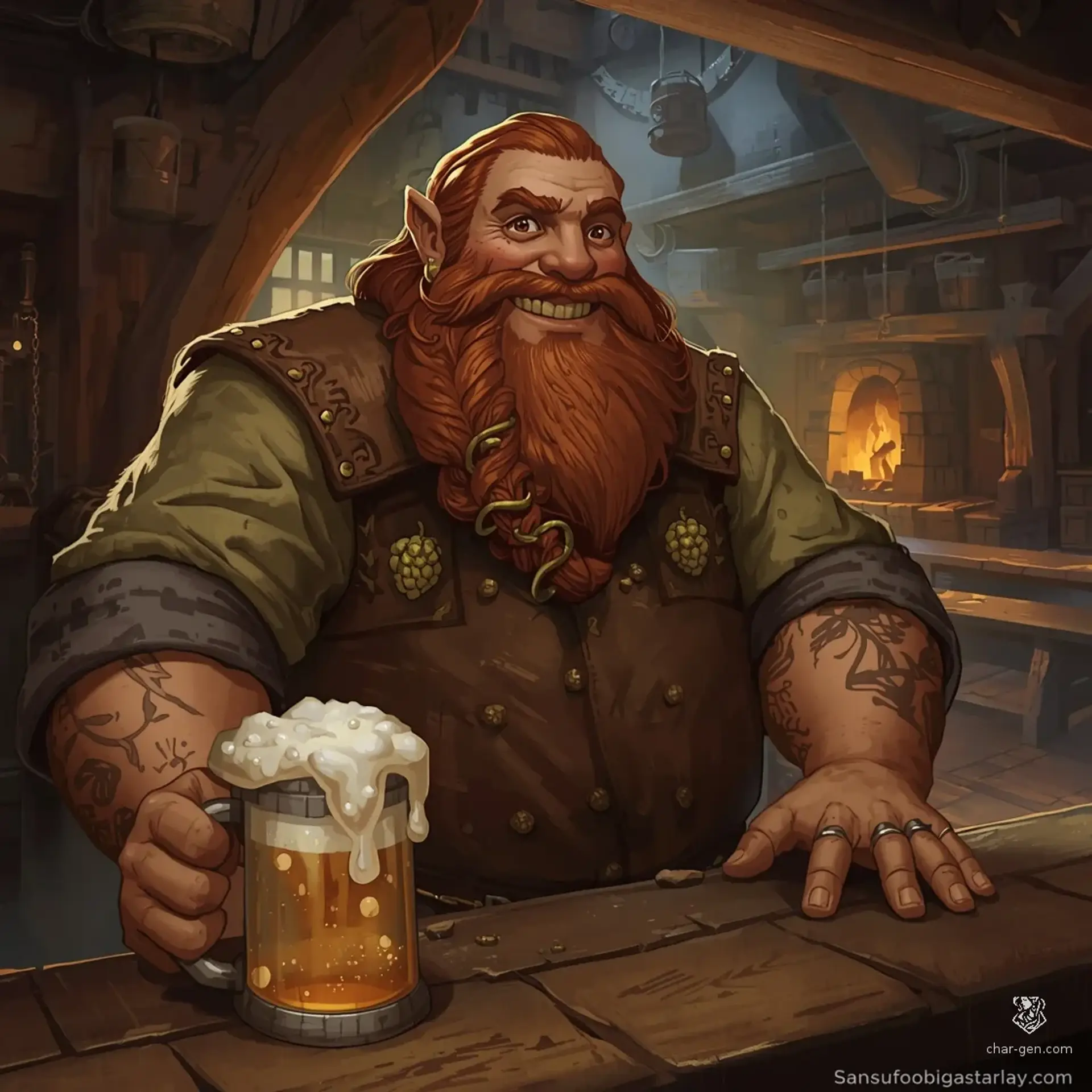 The Overflowing Flagon - AI-generated fantasy Tavern