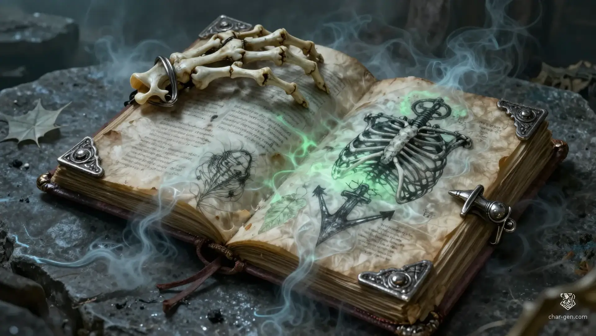 The Ossuary Ledger of Maldrath the Pale - AI-generated fantasy Spellbook