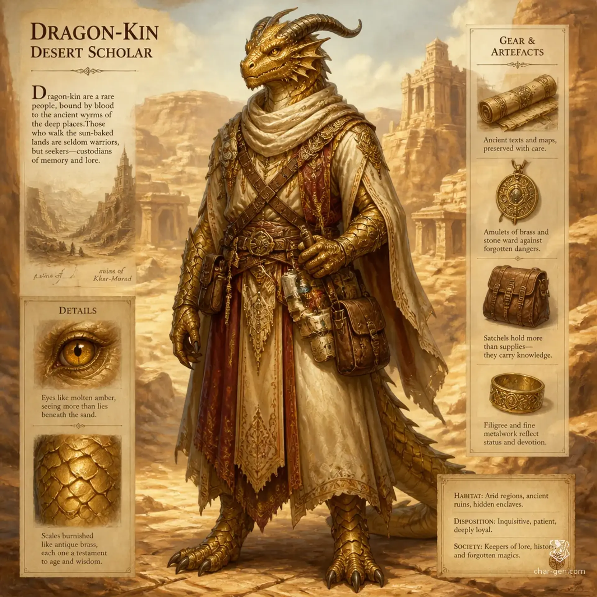 Aureate Scalekith - AI-generated fantasy Species