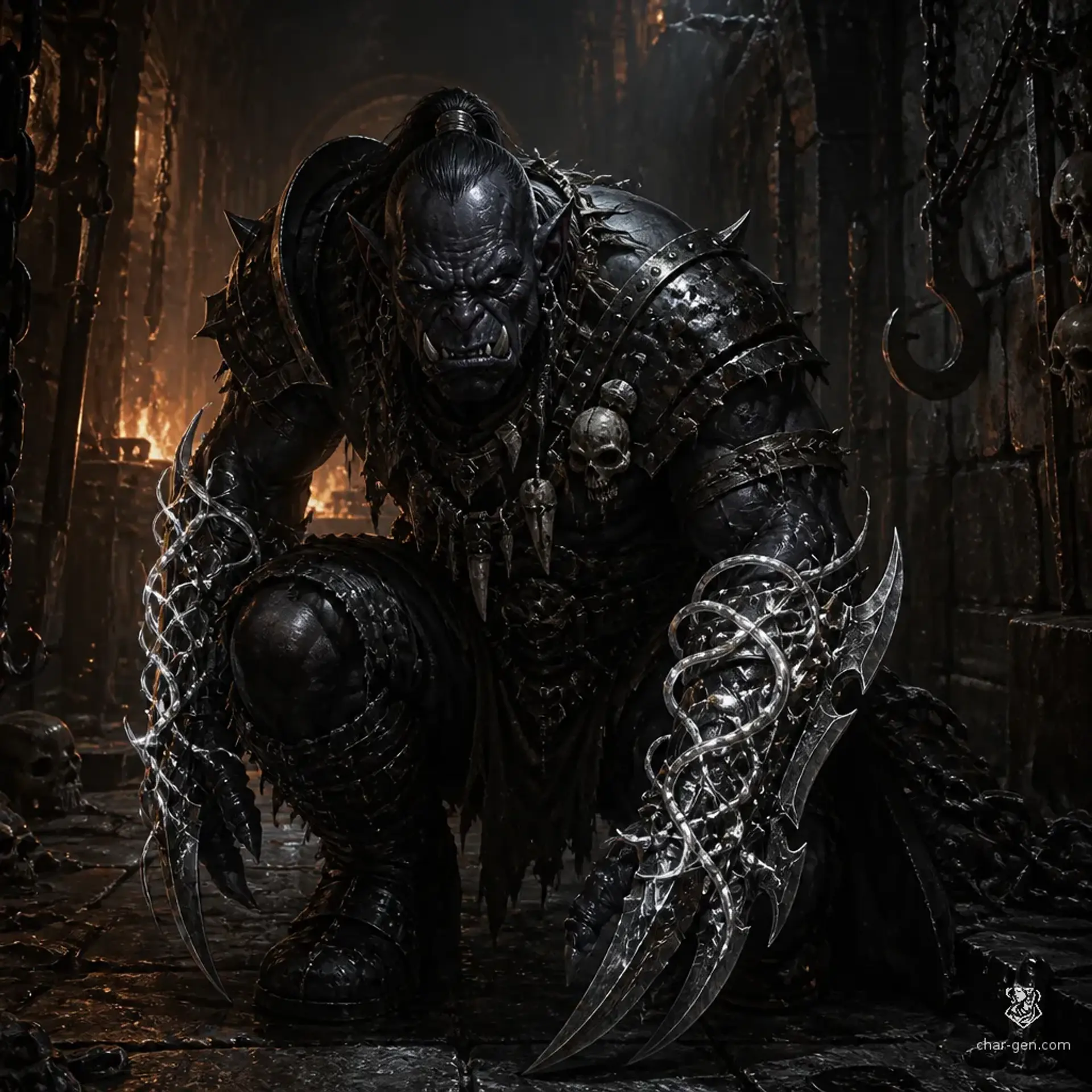 Silvertether Black Orc - AI-generated fantasy Monster
