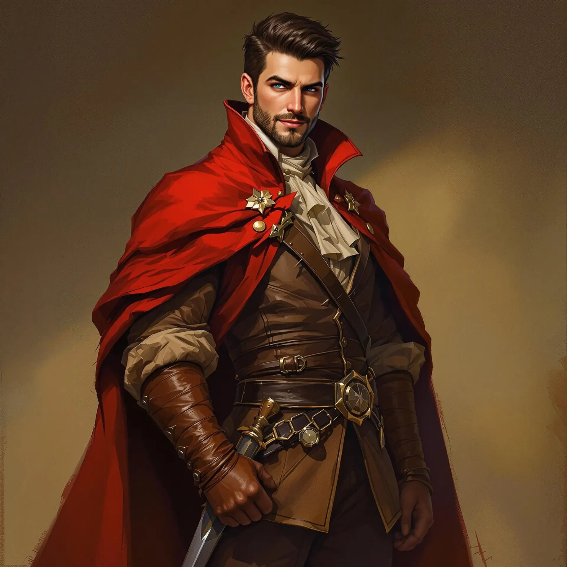 A diverse human male in his early 30s, embodying maturity and approachability. With one striking blue eye and one warm brown, he carries the wisdom and resilience of adulthood, blending seamlessly into any realm with grounded strength and a quietly compelling presence.