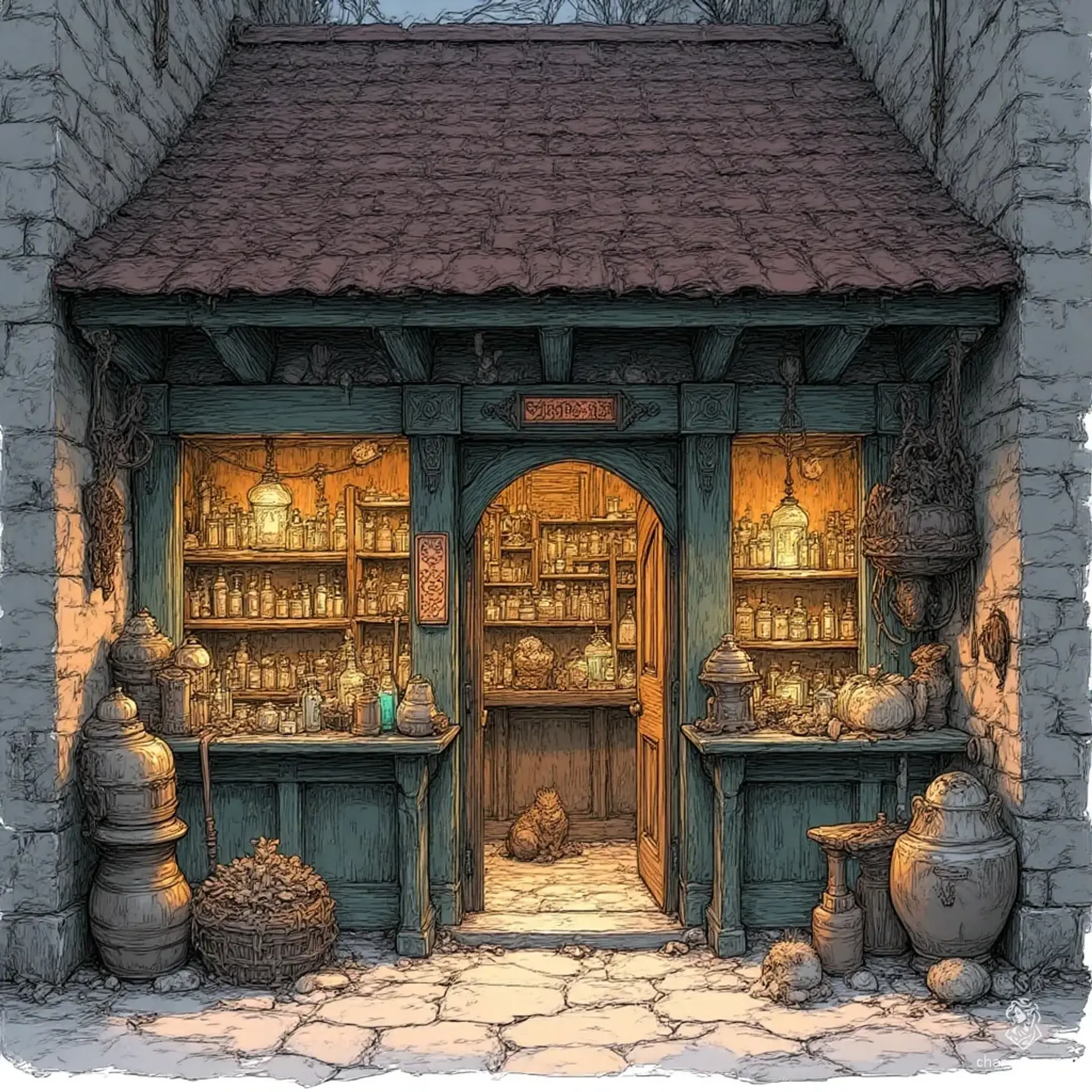 Elara's Enigmatic Elixirs - AI-generated fantasy Shop