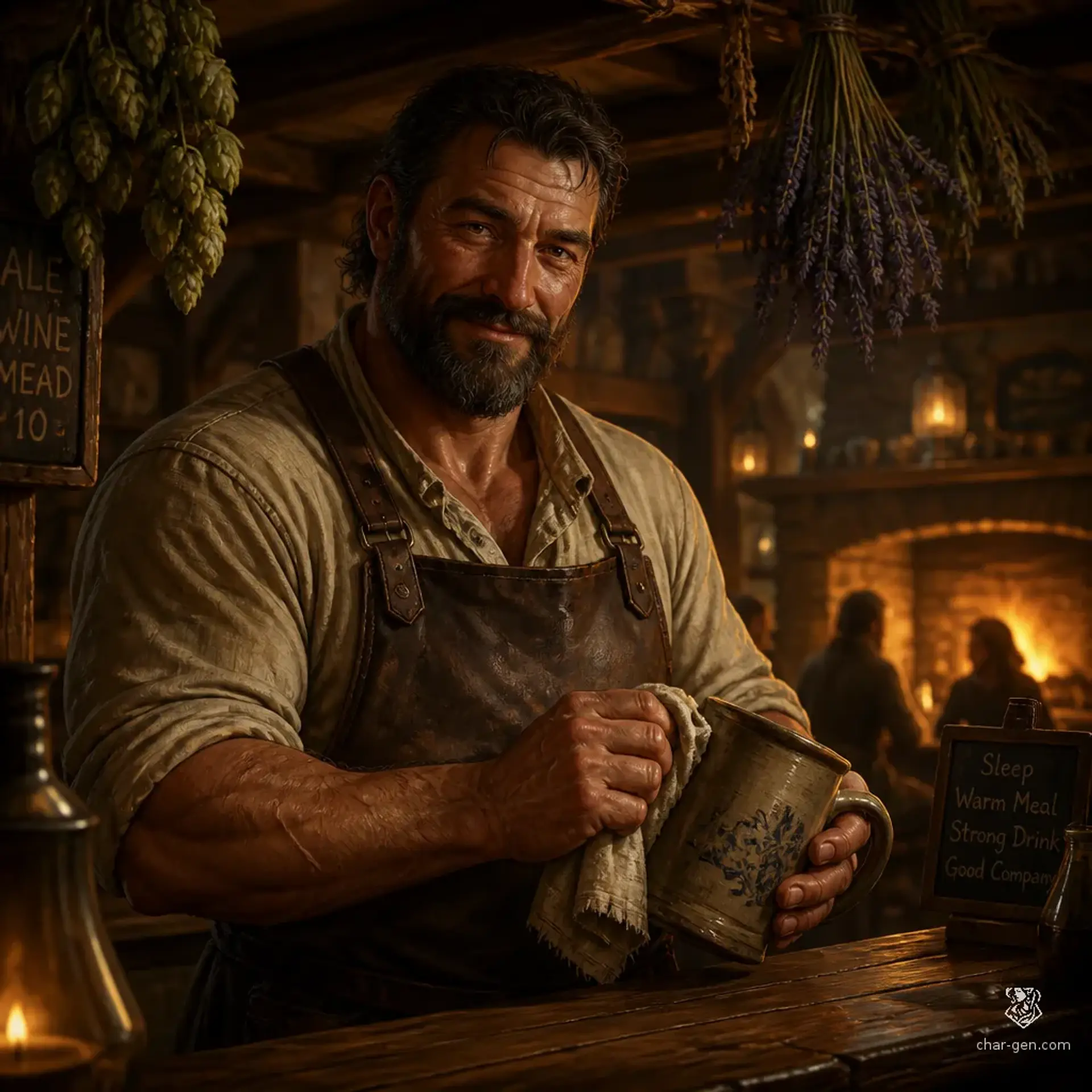 The Hearthstone and Thistle - AI-generated fantasy Tavern