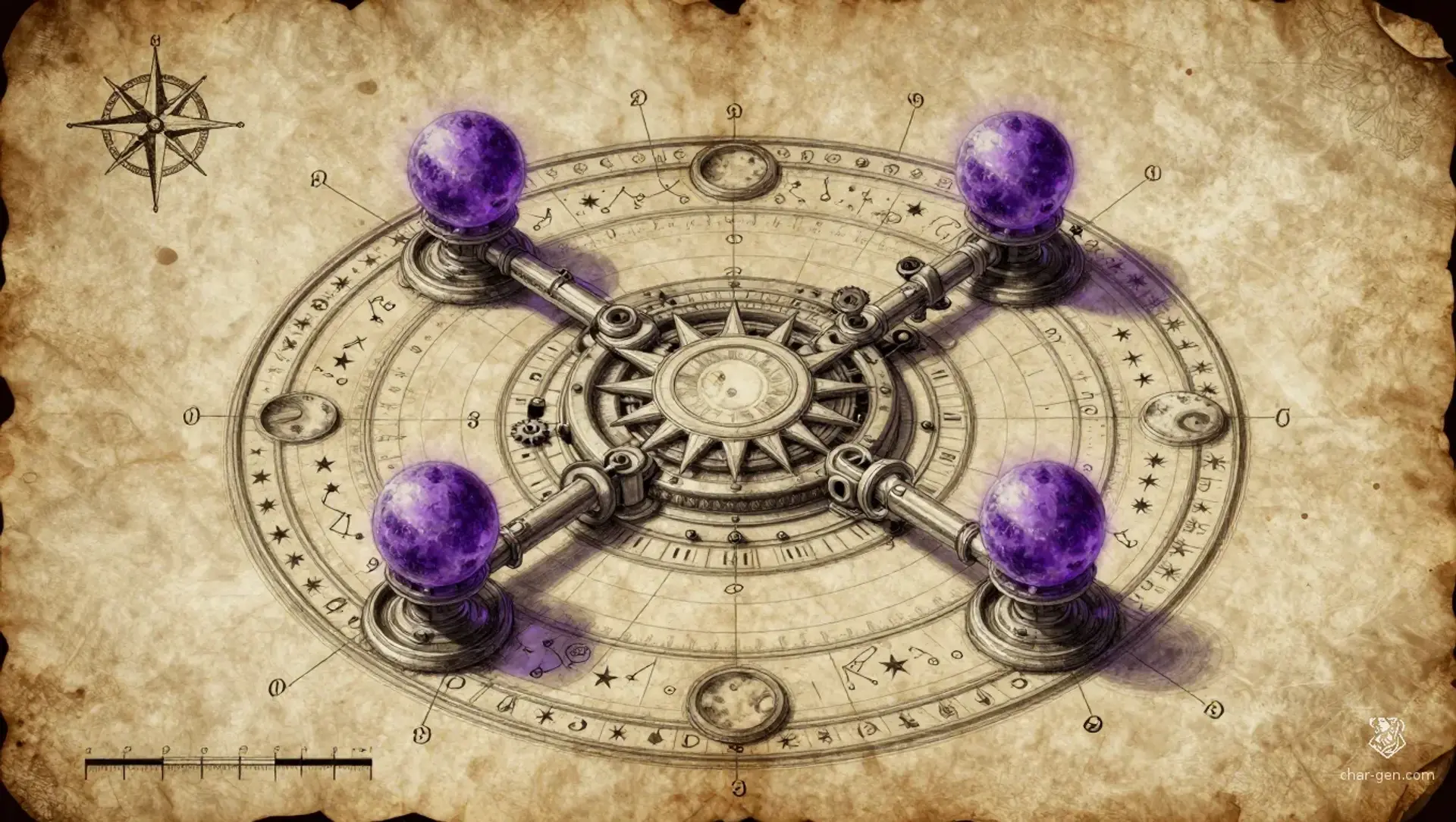 The Orrery of Silent Tides - AI-generated fantasy Puzzle