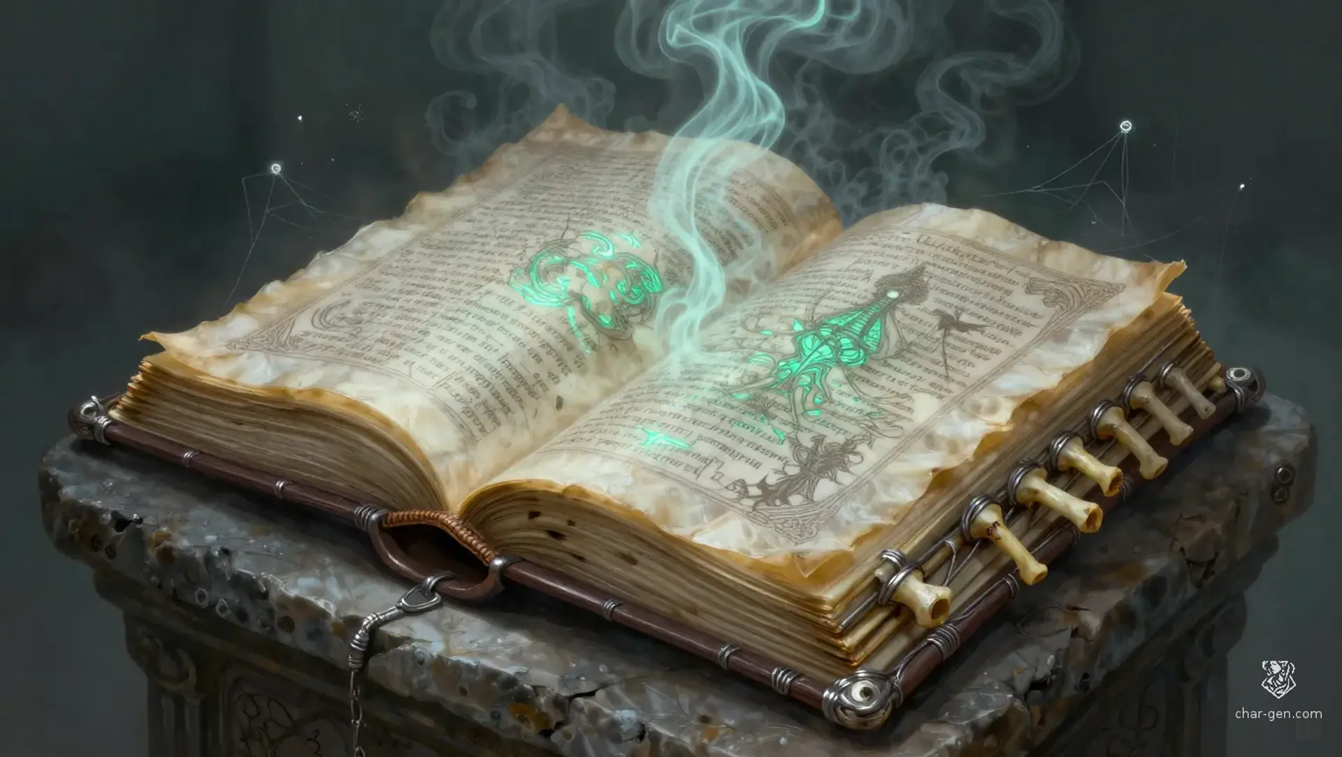 The Ossuary of Saint Valerius - AI-generated fantasy Spellbook