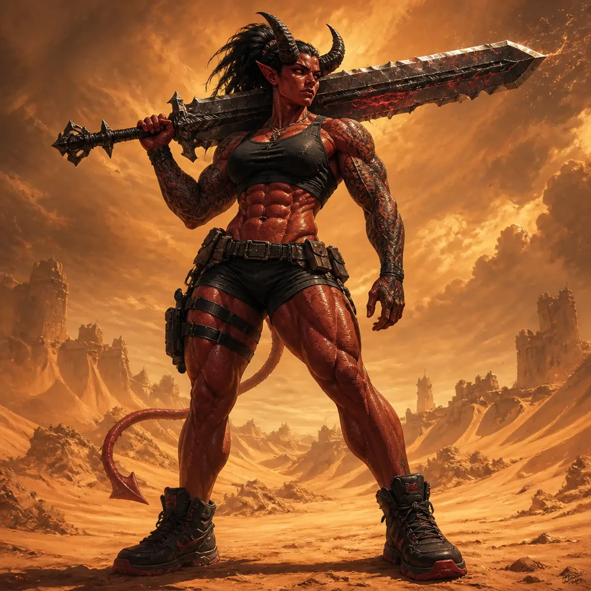 Xortha the Sand-Scourge - AI-generated fantasy Character