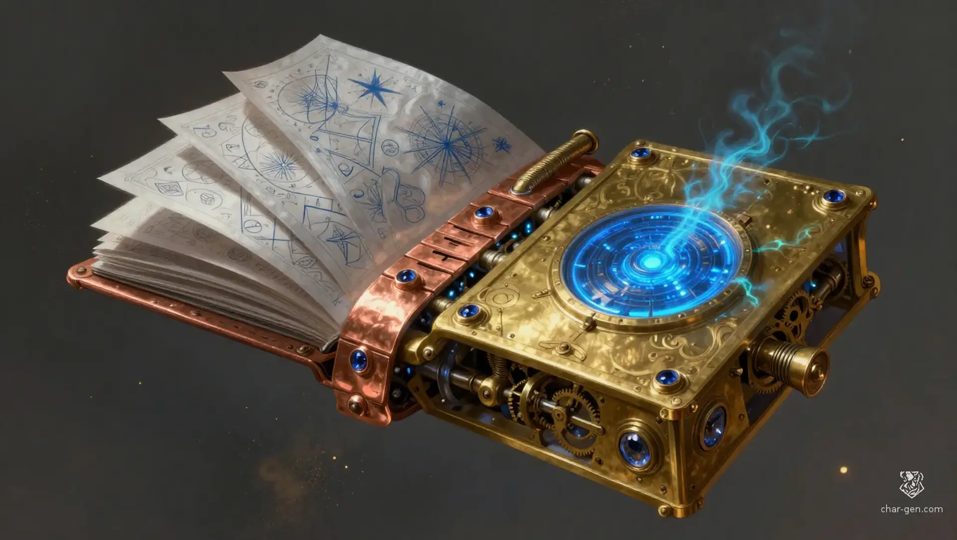 The Astromancy Schematic of Gearbright - AI-generated fantasy Spellbook