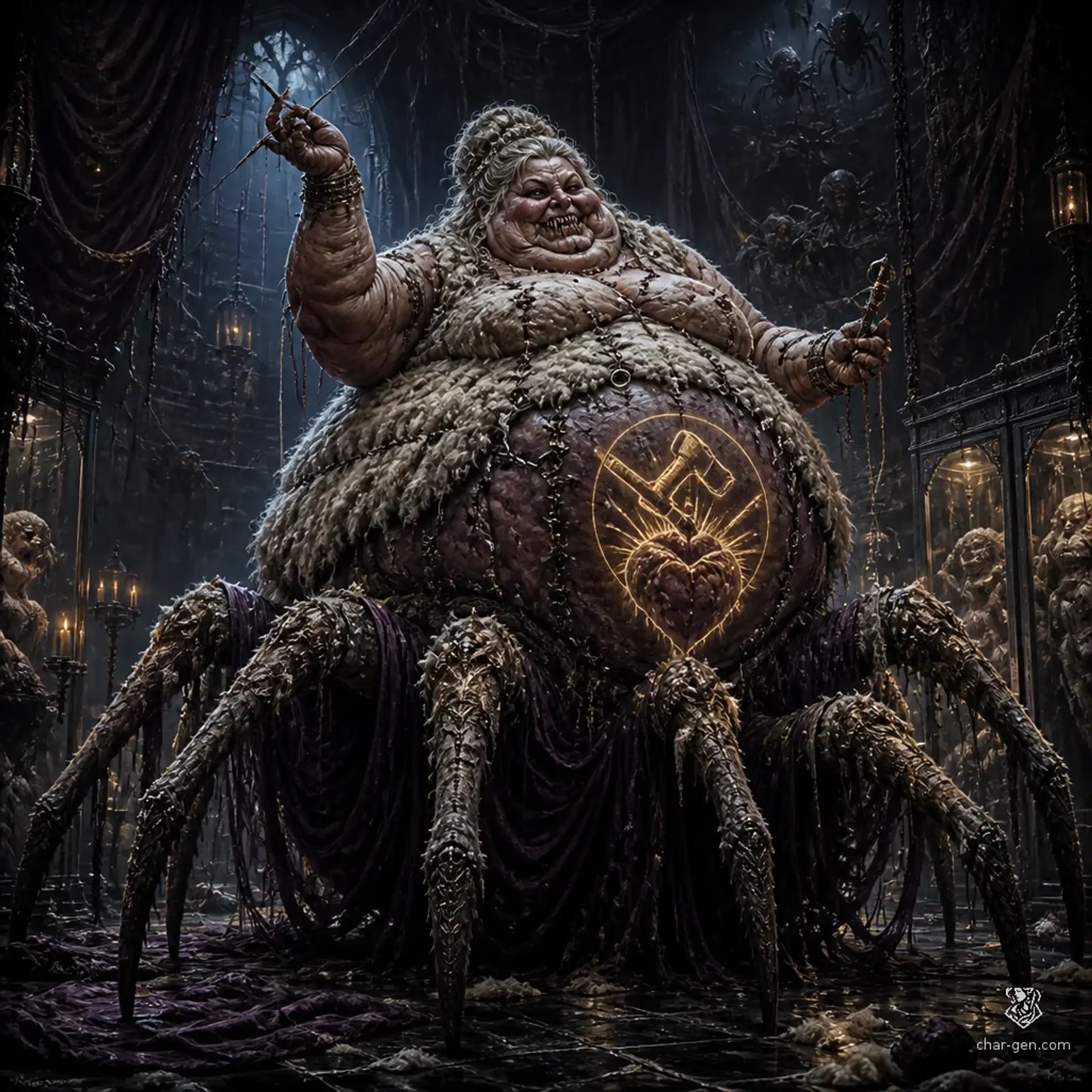 Mother Fray, the Woolen Graftmistress - AI-generated fantasy Monster