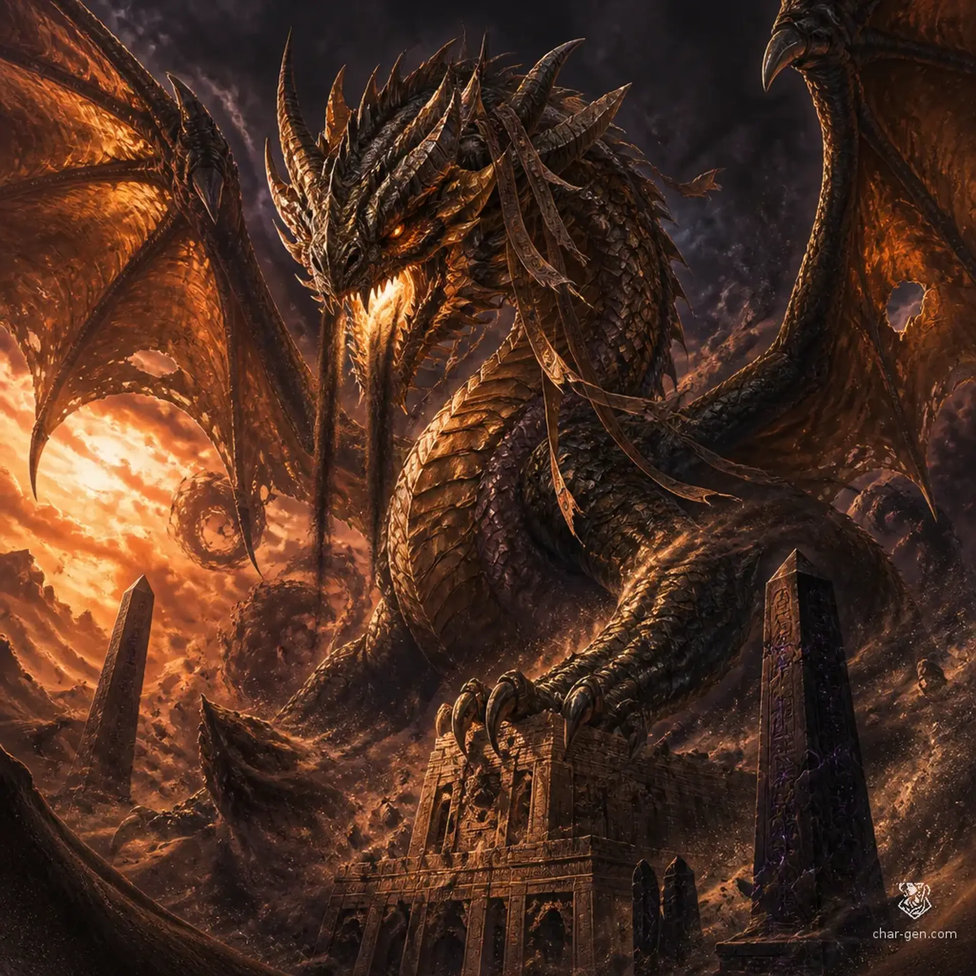 Taint, the Dragon of Scalenovia - AI-generated fantasy Monster