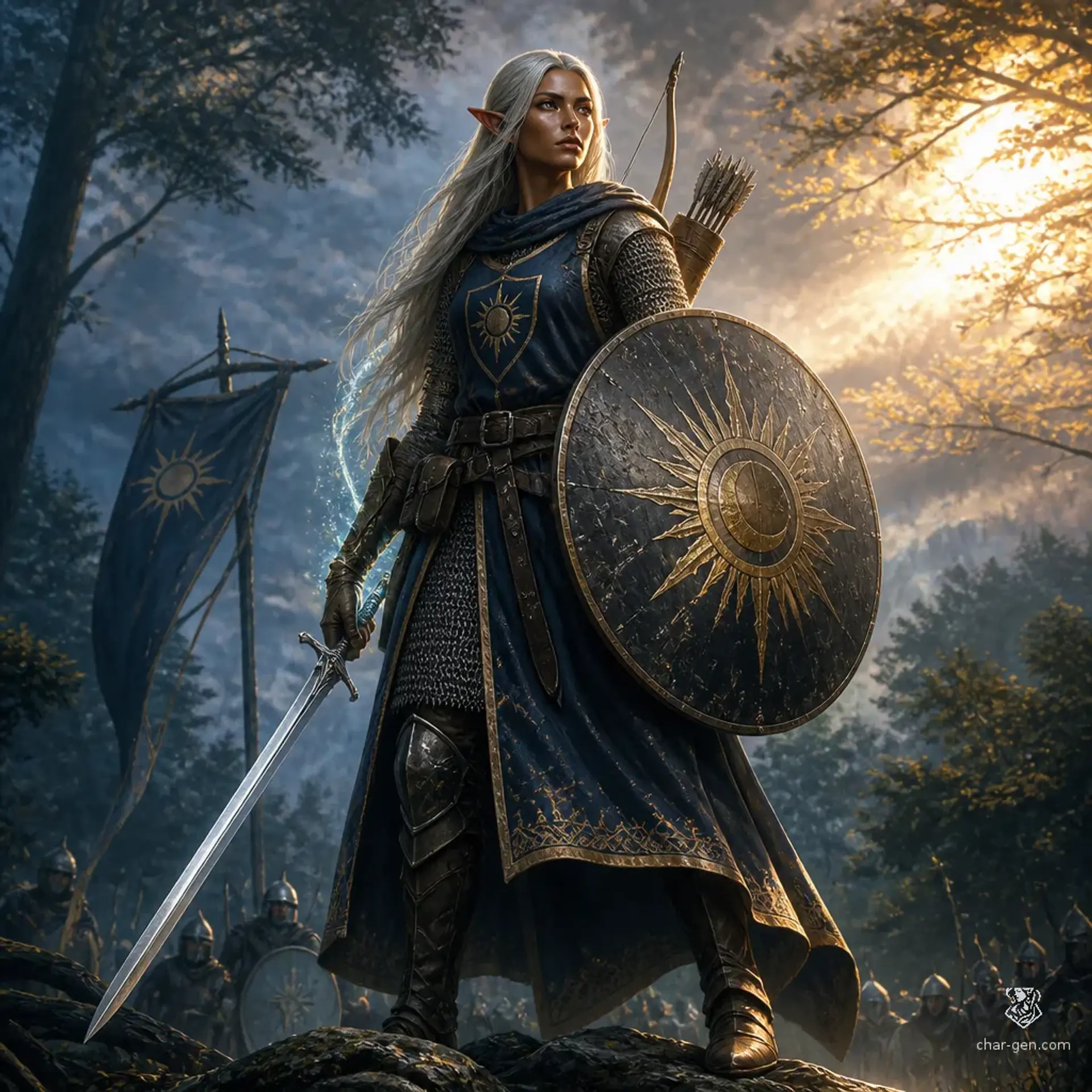 Caelyra Dawnshield - AI-generated fantasy Character