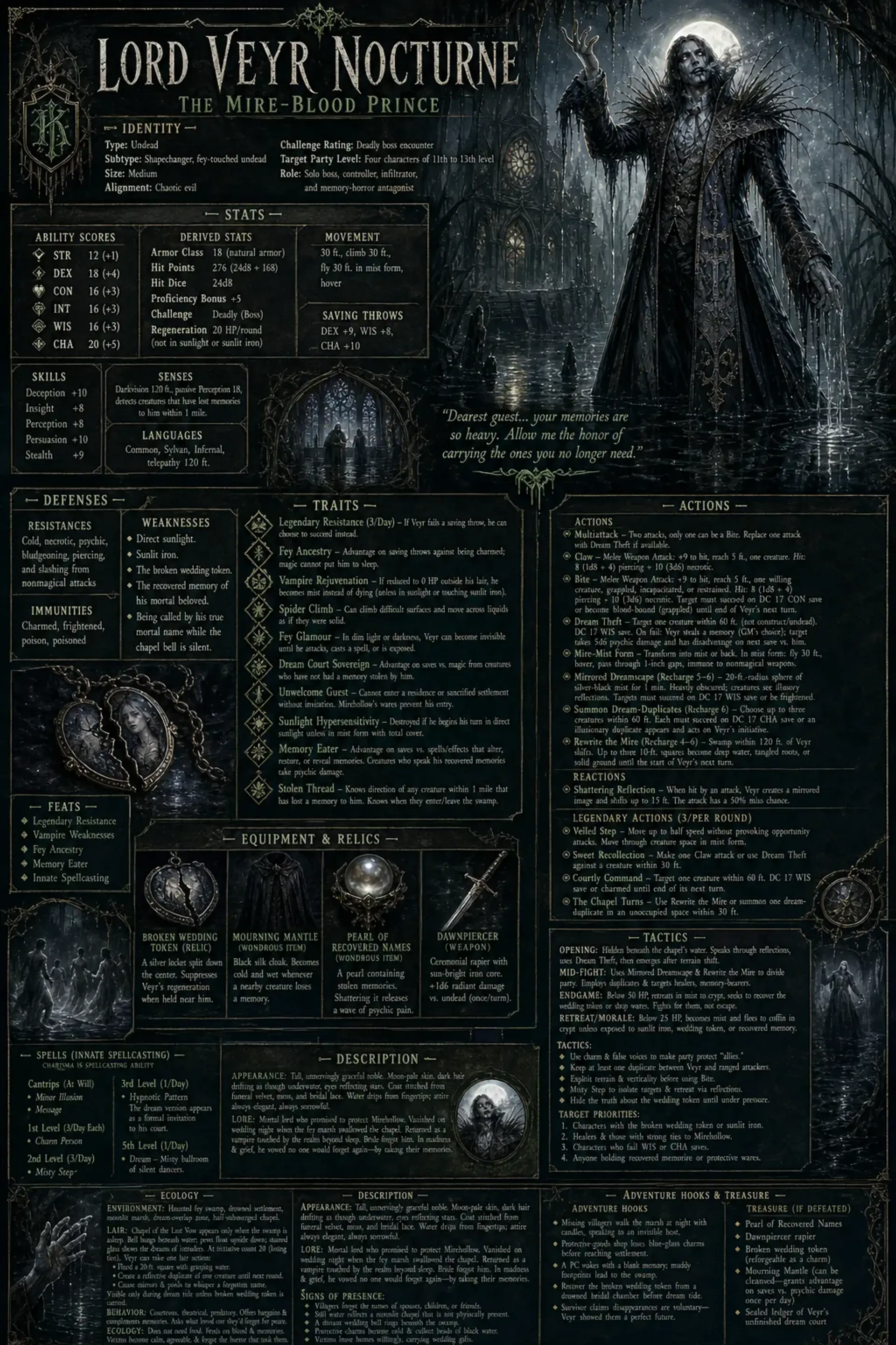 Lord Veyr Nocturne, the Mire-Blood Prince - AI-generated fantasy Monster
