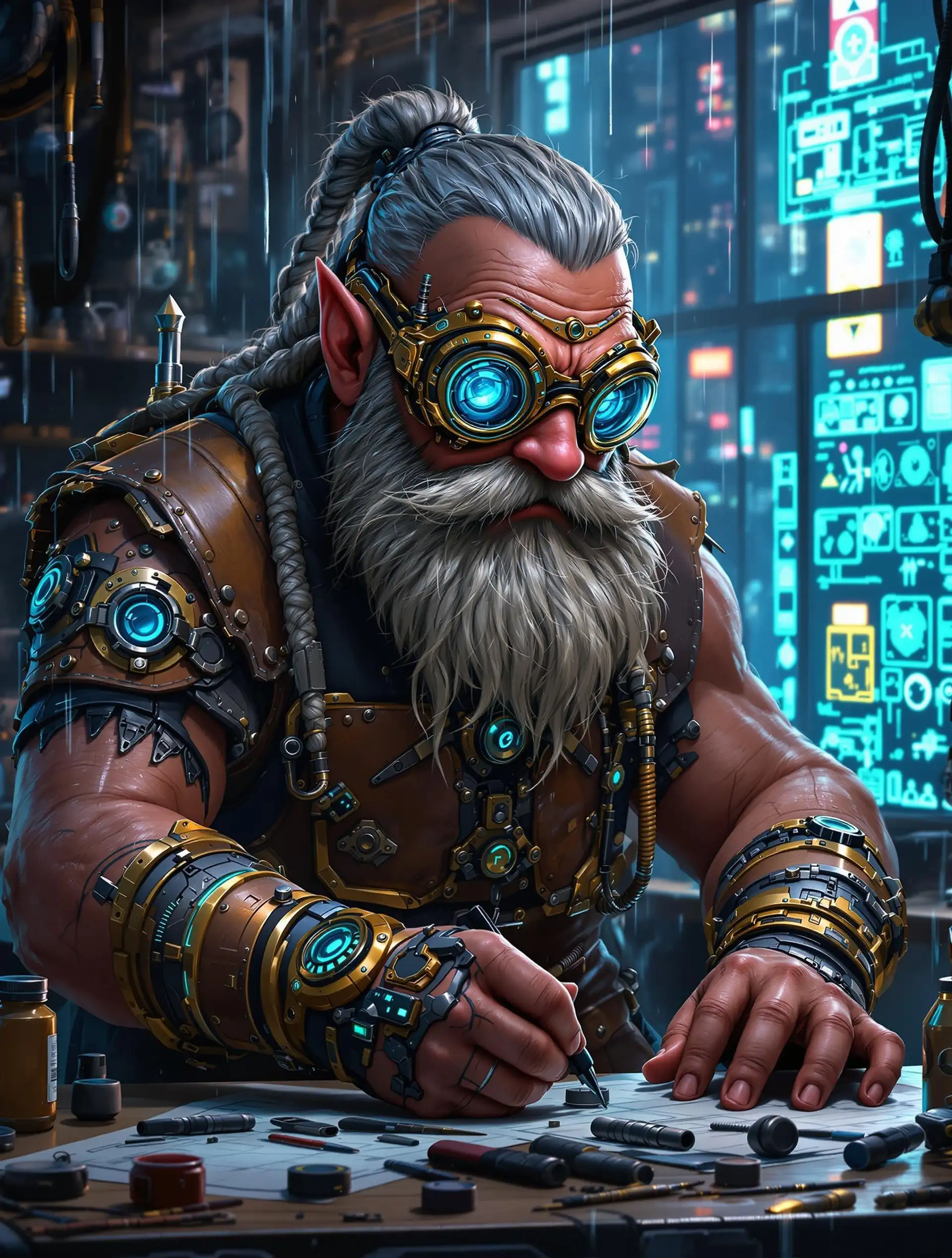 Dwarf Tech-Noir Art Challenge | Fantasy Art Competition | CharGen