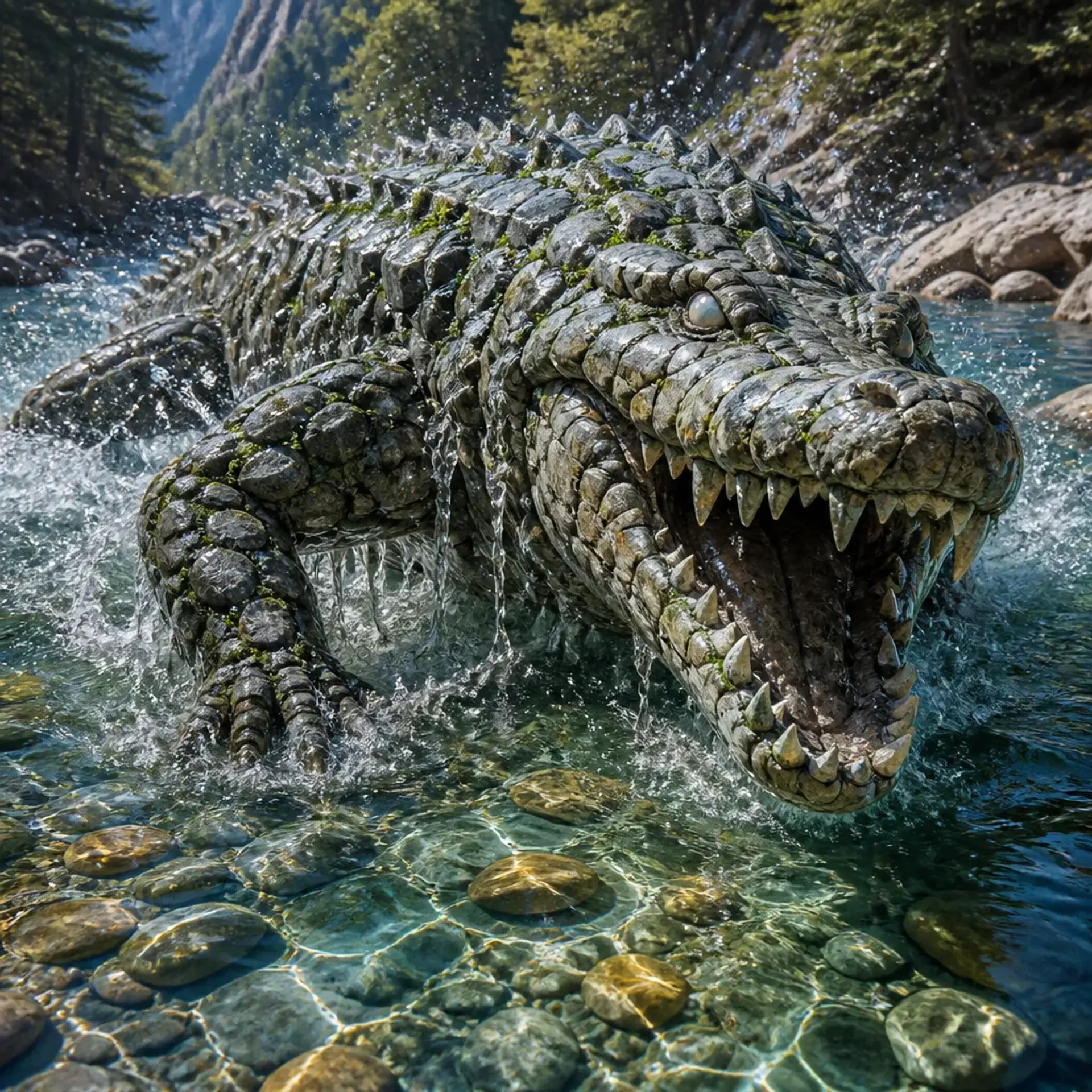 Pebble-Hide Swimmer - AI-generated fantasy Monster