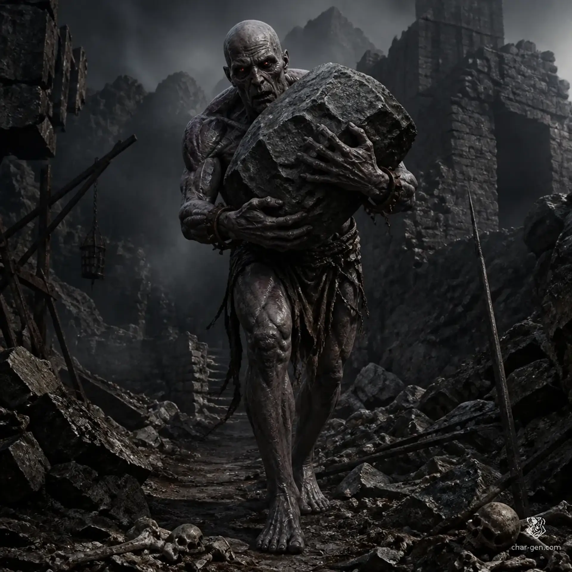 Boulder-Heaving Hollow - AI-generated fantasy Monster