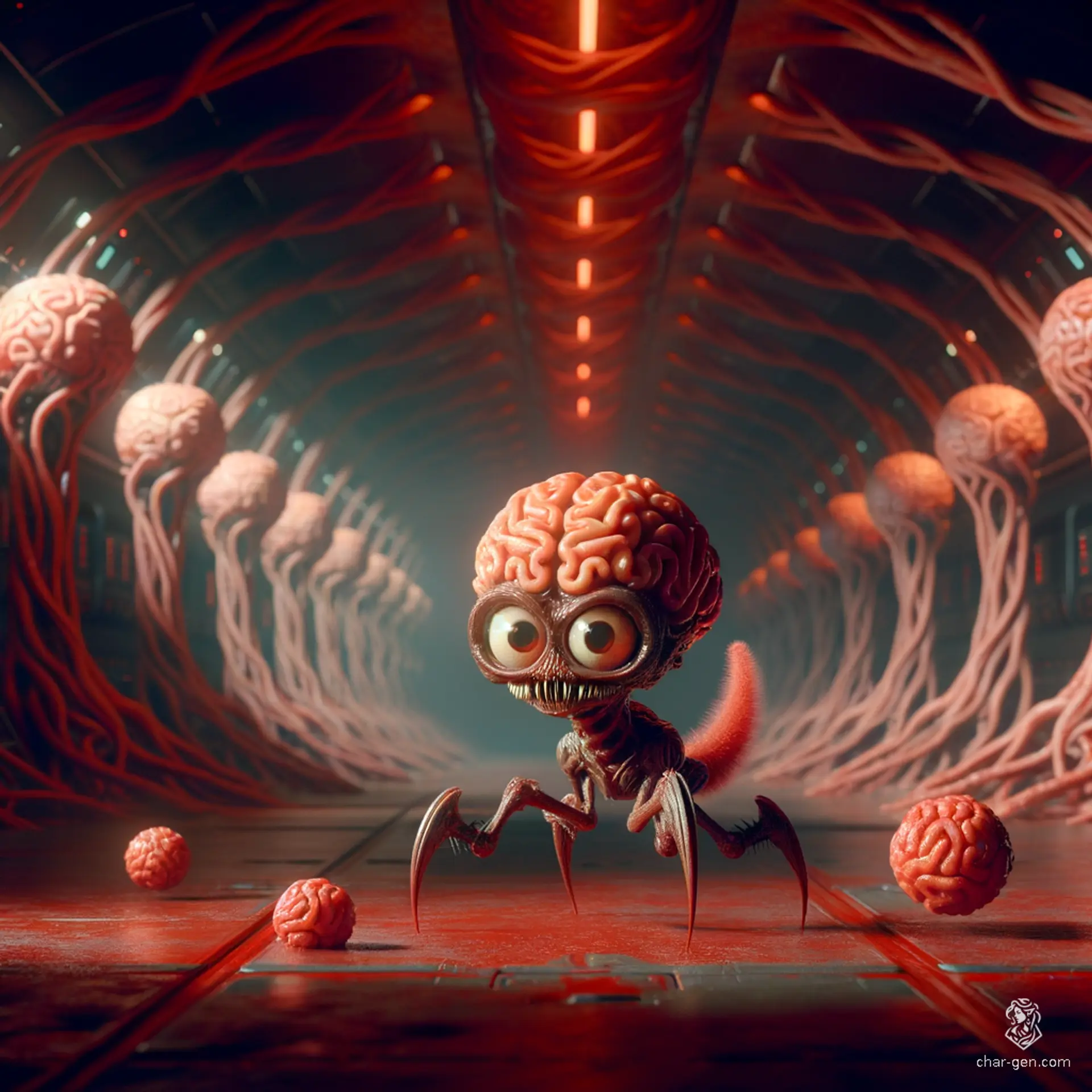 The cute intellect devourer is a small, brain-like creature with beastly, clawed legs and a playful puppy tail. Sporting googly eyes, it uses stealth and mental assaults as its primary tactics.