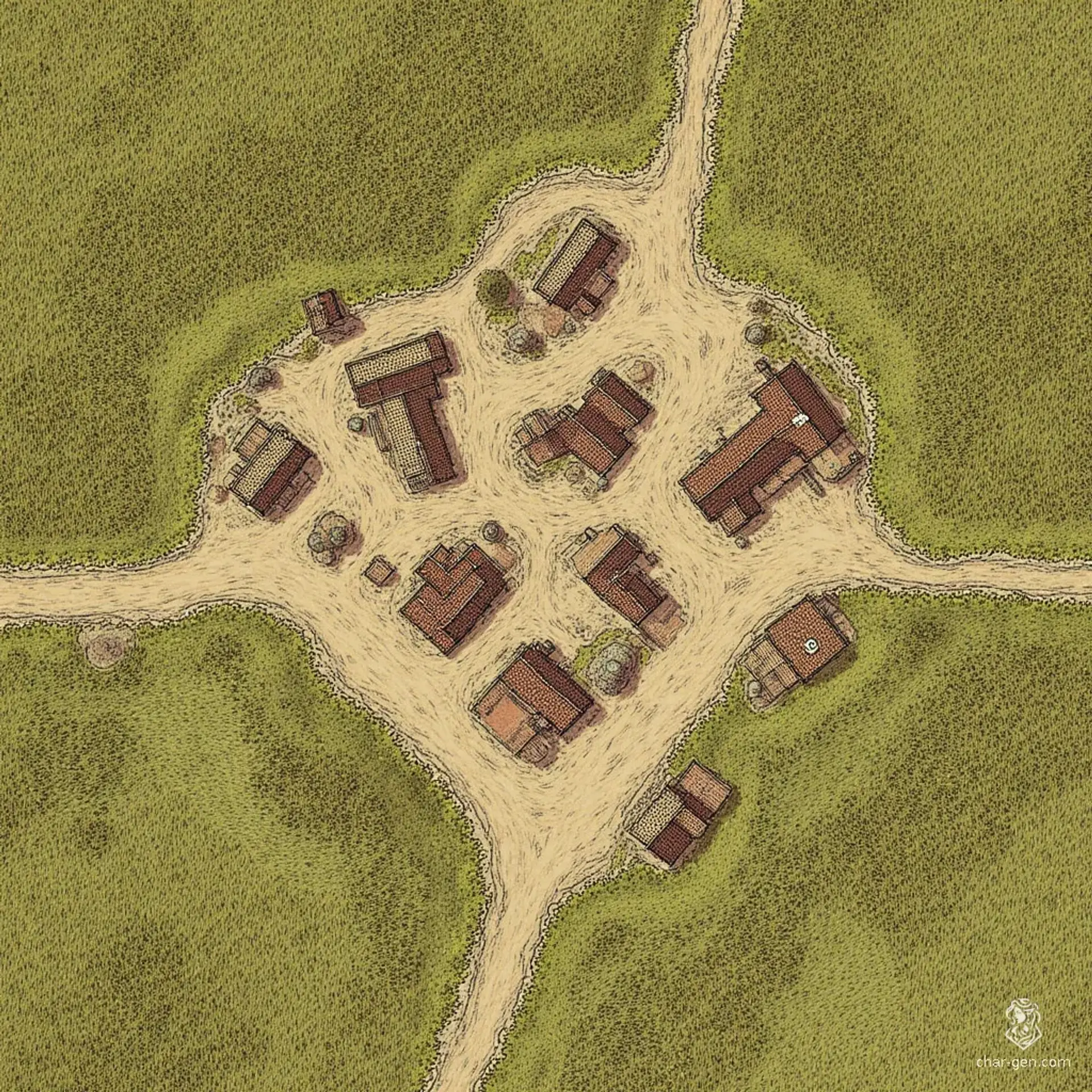Greenmeadow - AI-generated fantasy Settlement