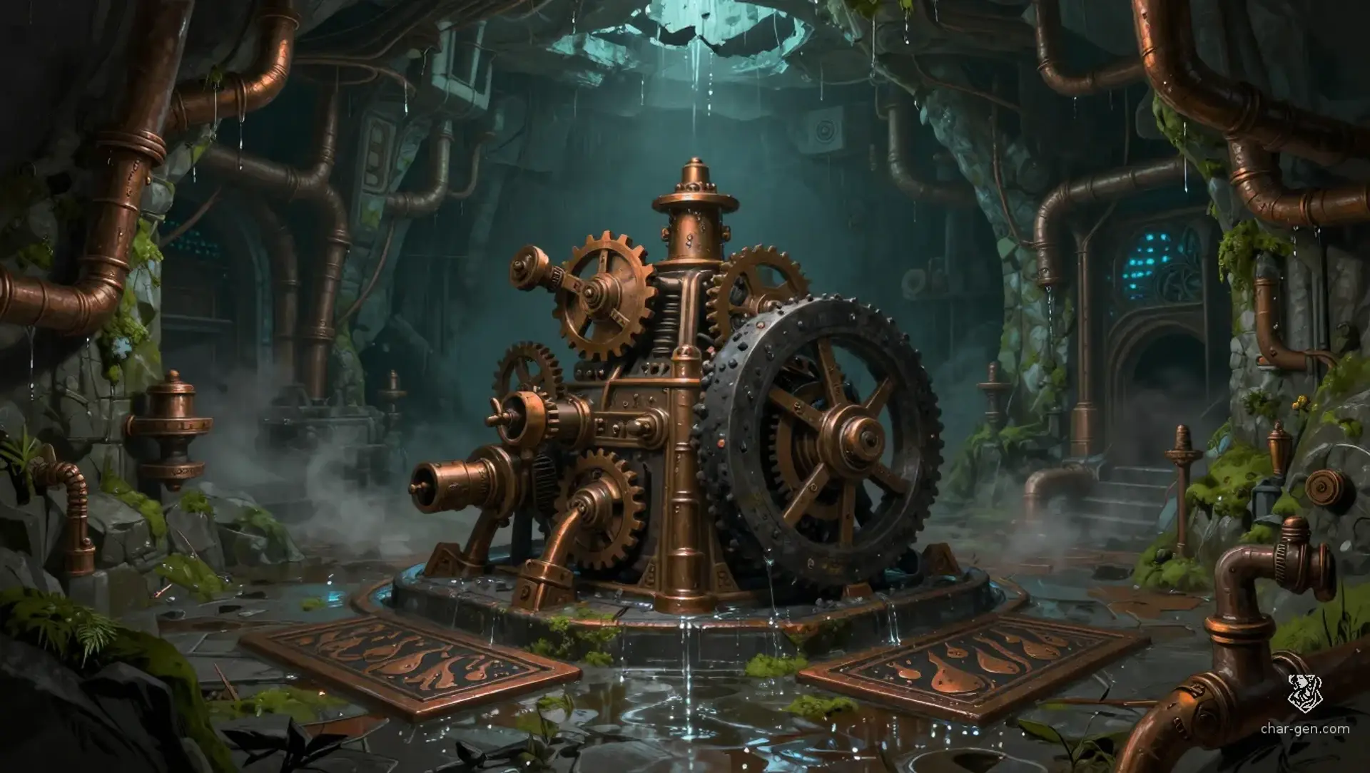 The Bronze Lung of Ashfall Cavern - AI-generated fantasy Puzzle