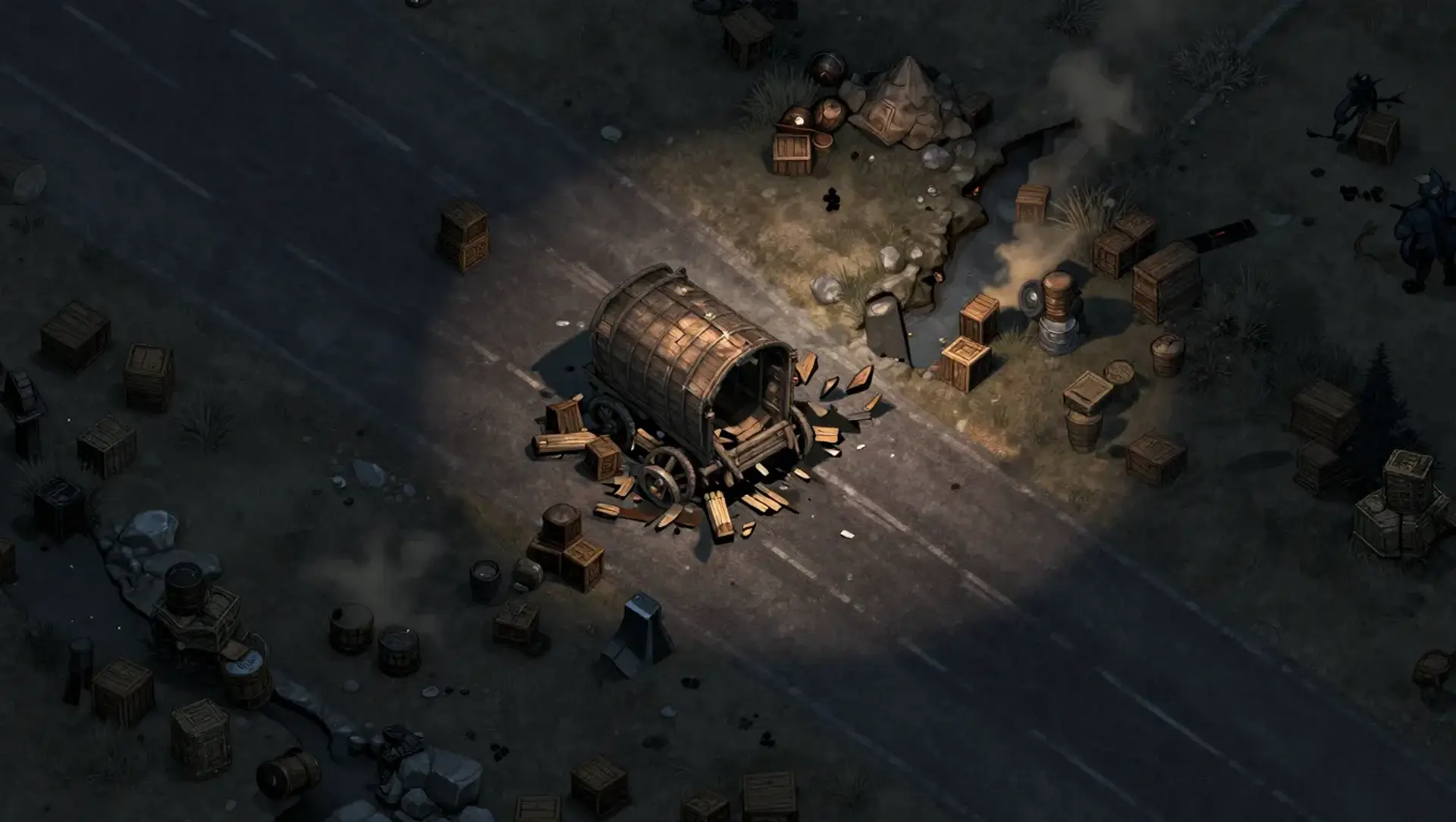 Ambush at the Shattered Wagon - AI-generated fantasy Encounter