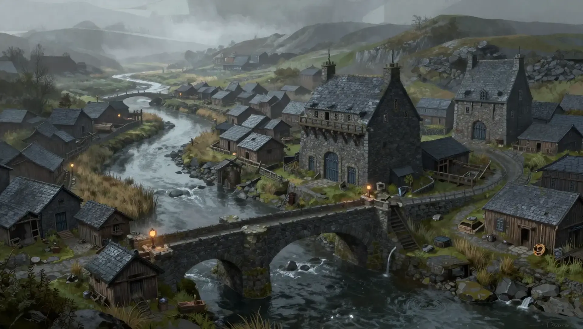 Old Harwick - AI-generated fantasy Settlement