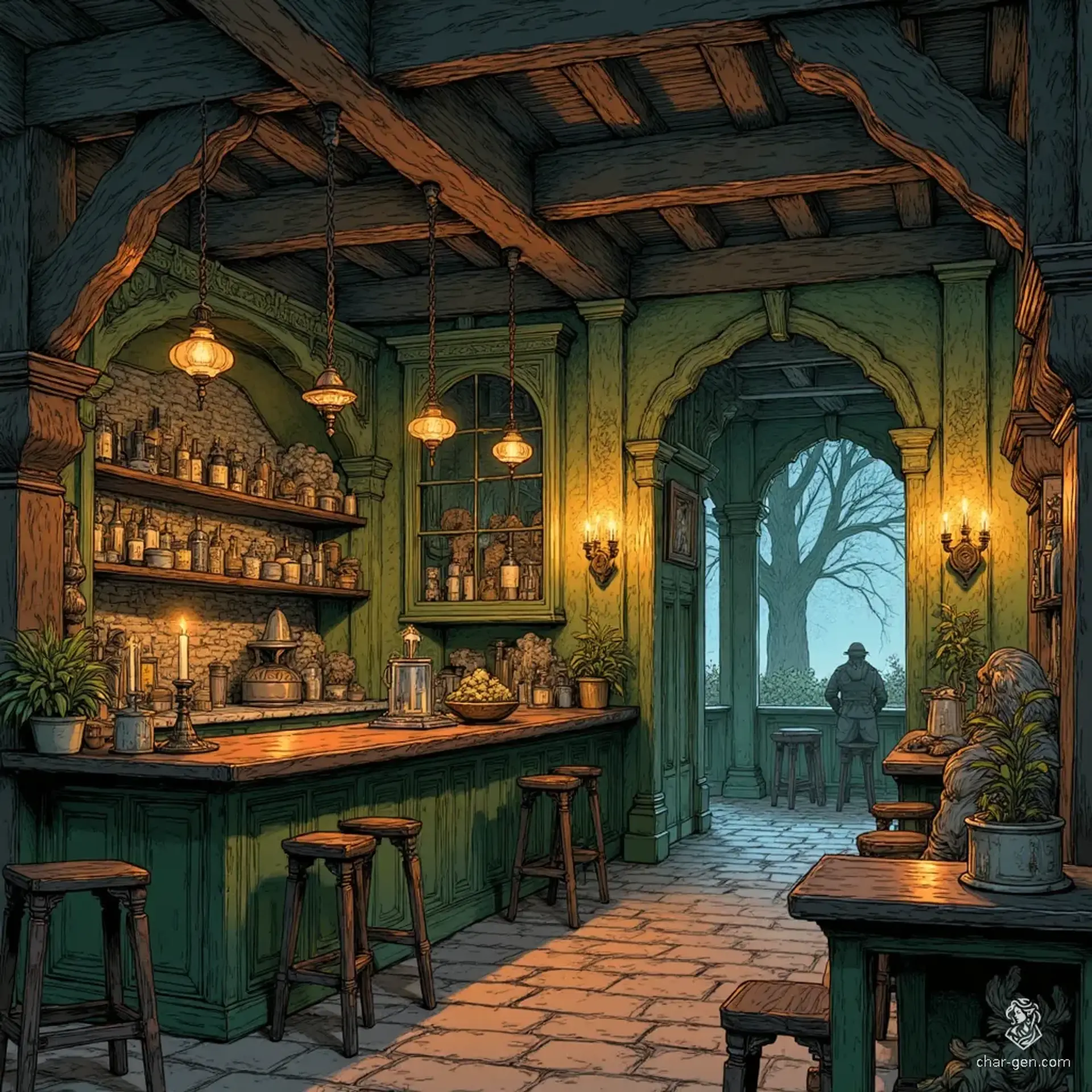 The Whispering Willow - AI-generated fantasy Tavern