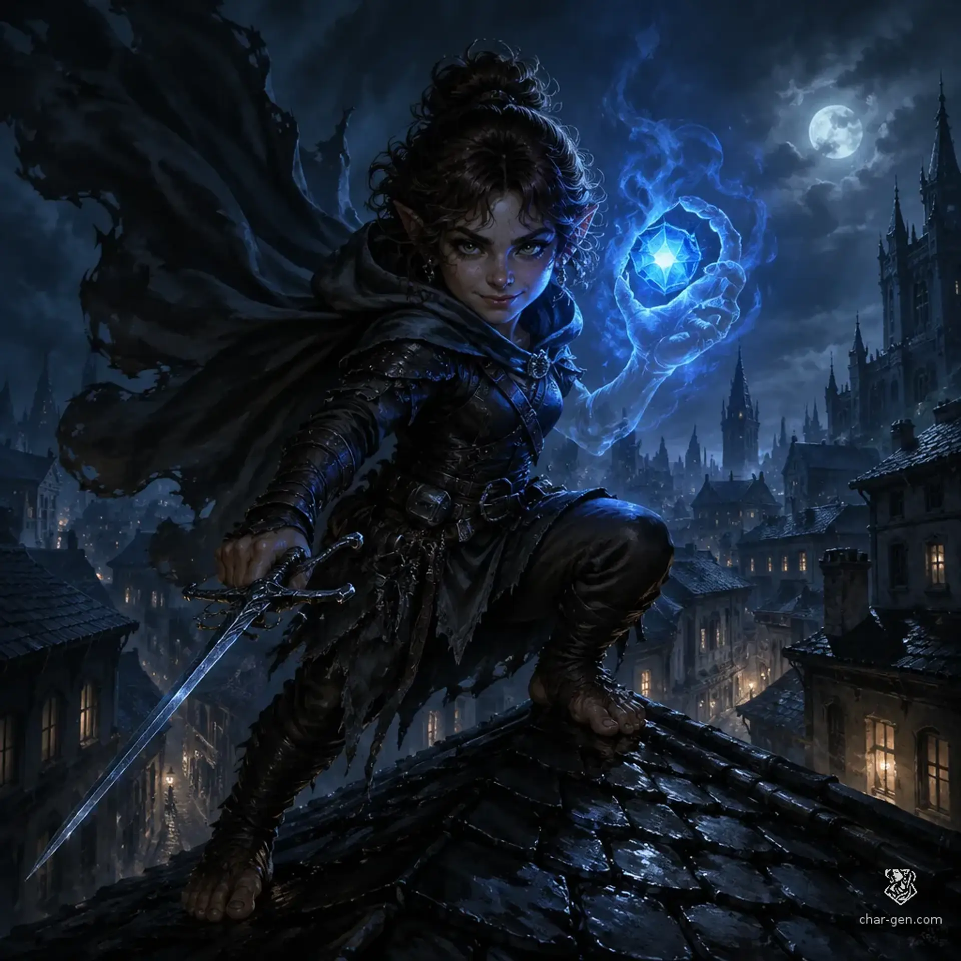 Shaena Tosscobble - AI-generated fantasy Character