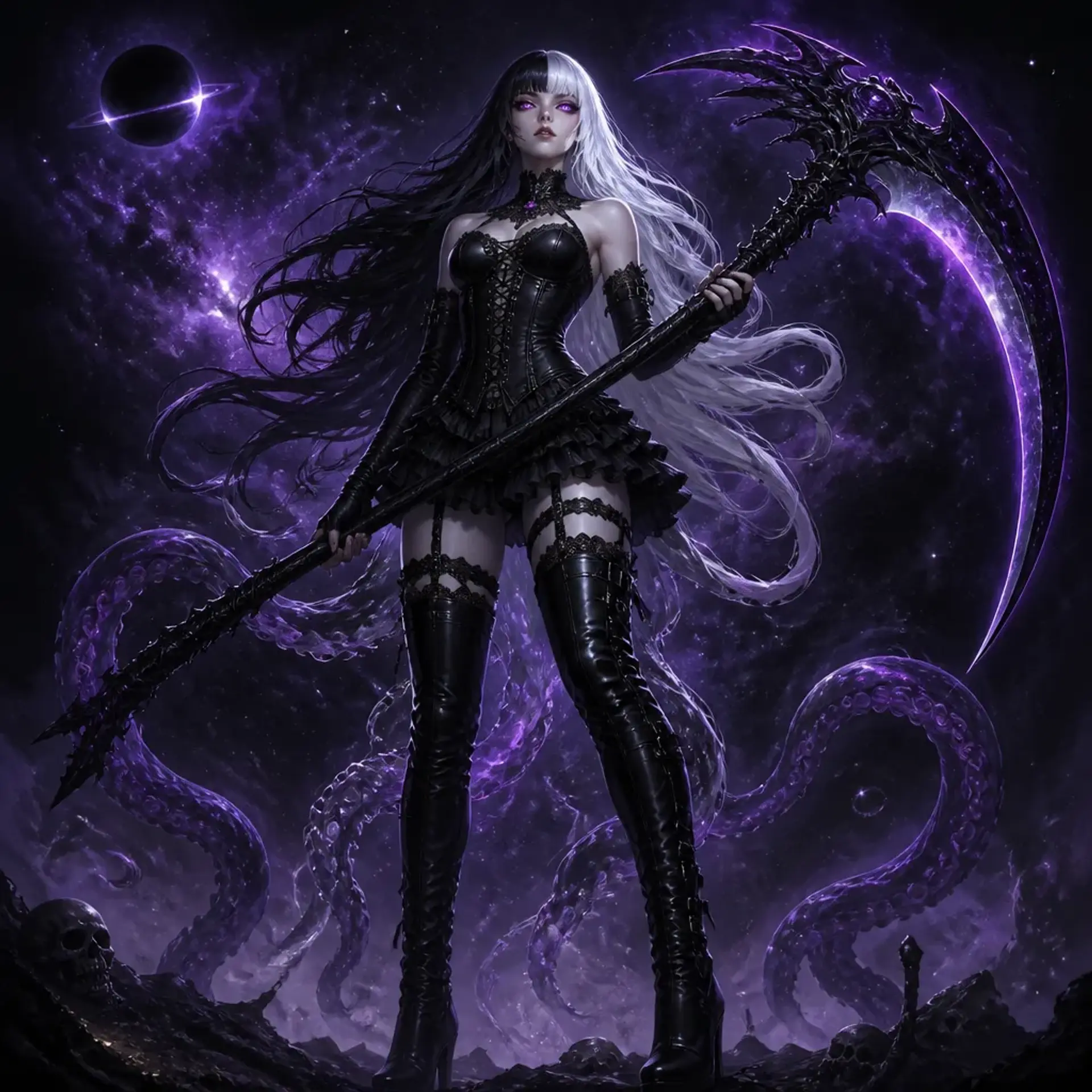 Nyxandra 'Void-Heart' Valerius - AI-generated fantasy Character